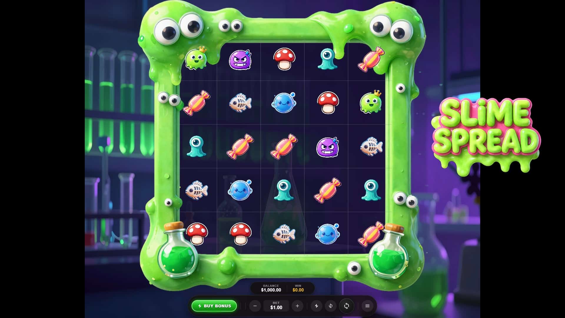 Slime Spread slot gameplay reels