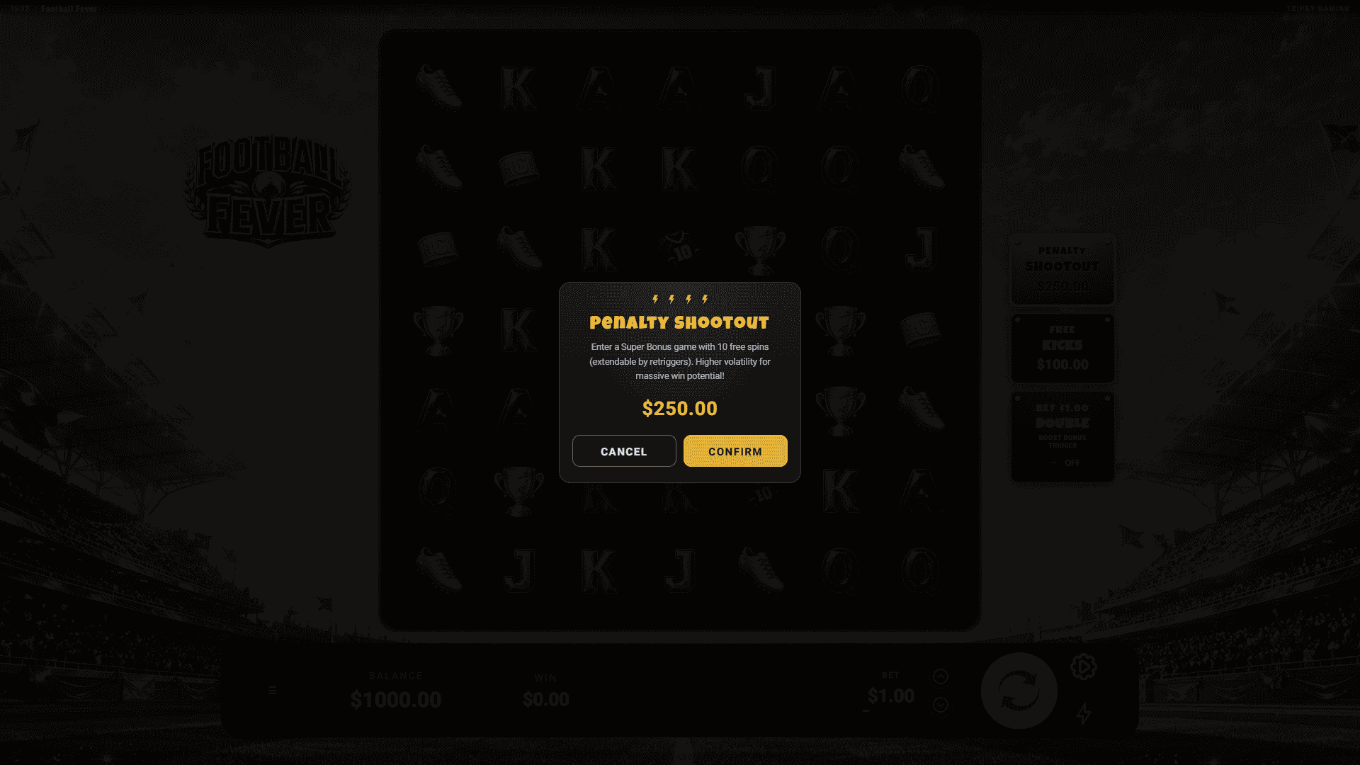 Football Fever bonus buy menu
