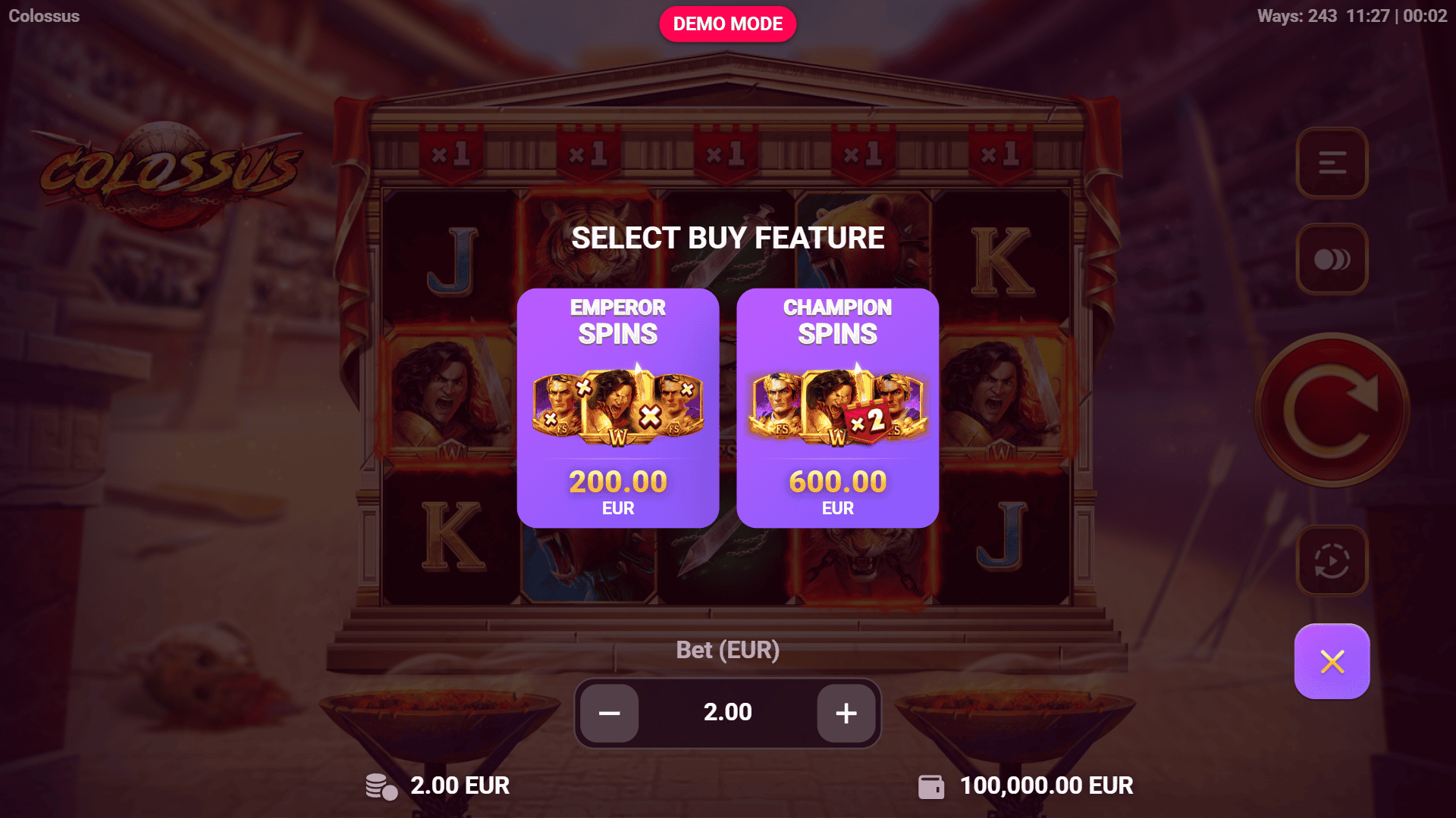 Colossus bonus buy menu