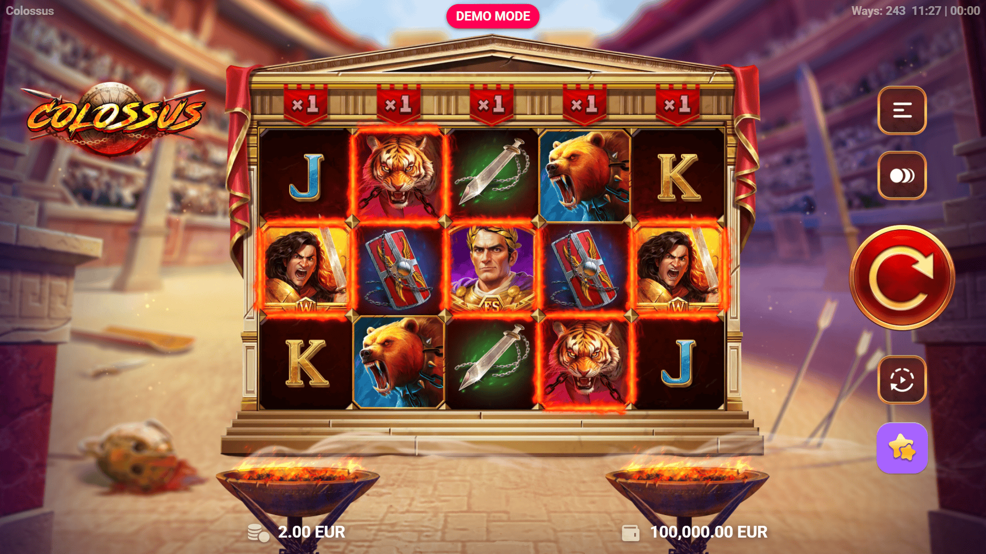 Colossus slot gameplay reels