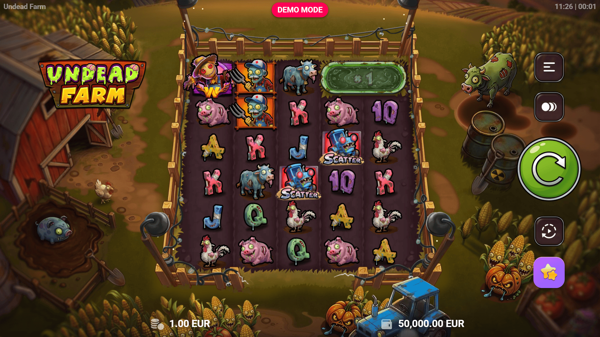 Undead Farm slot gameplay reels