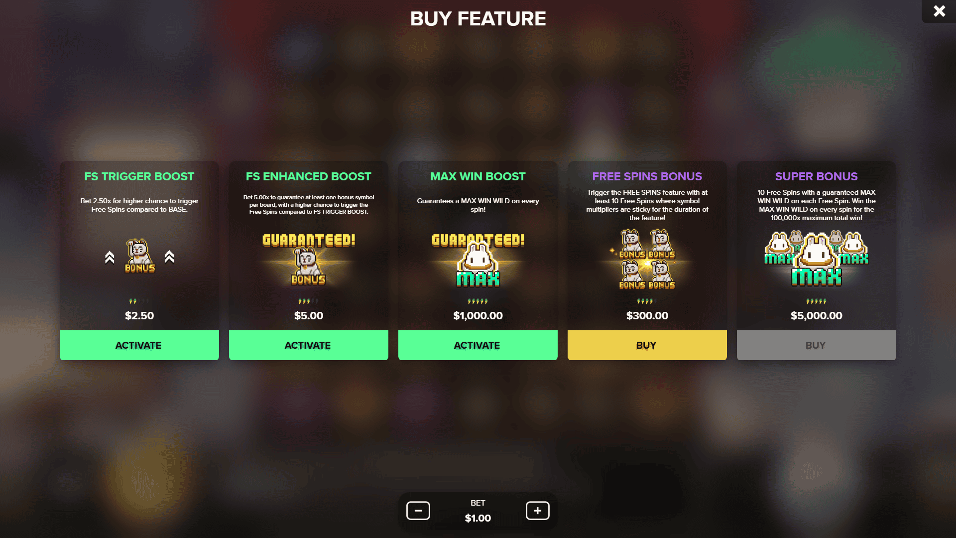 Pixel Cafe Tokyo bonus buy menu