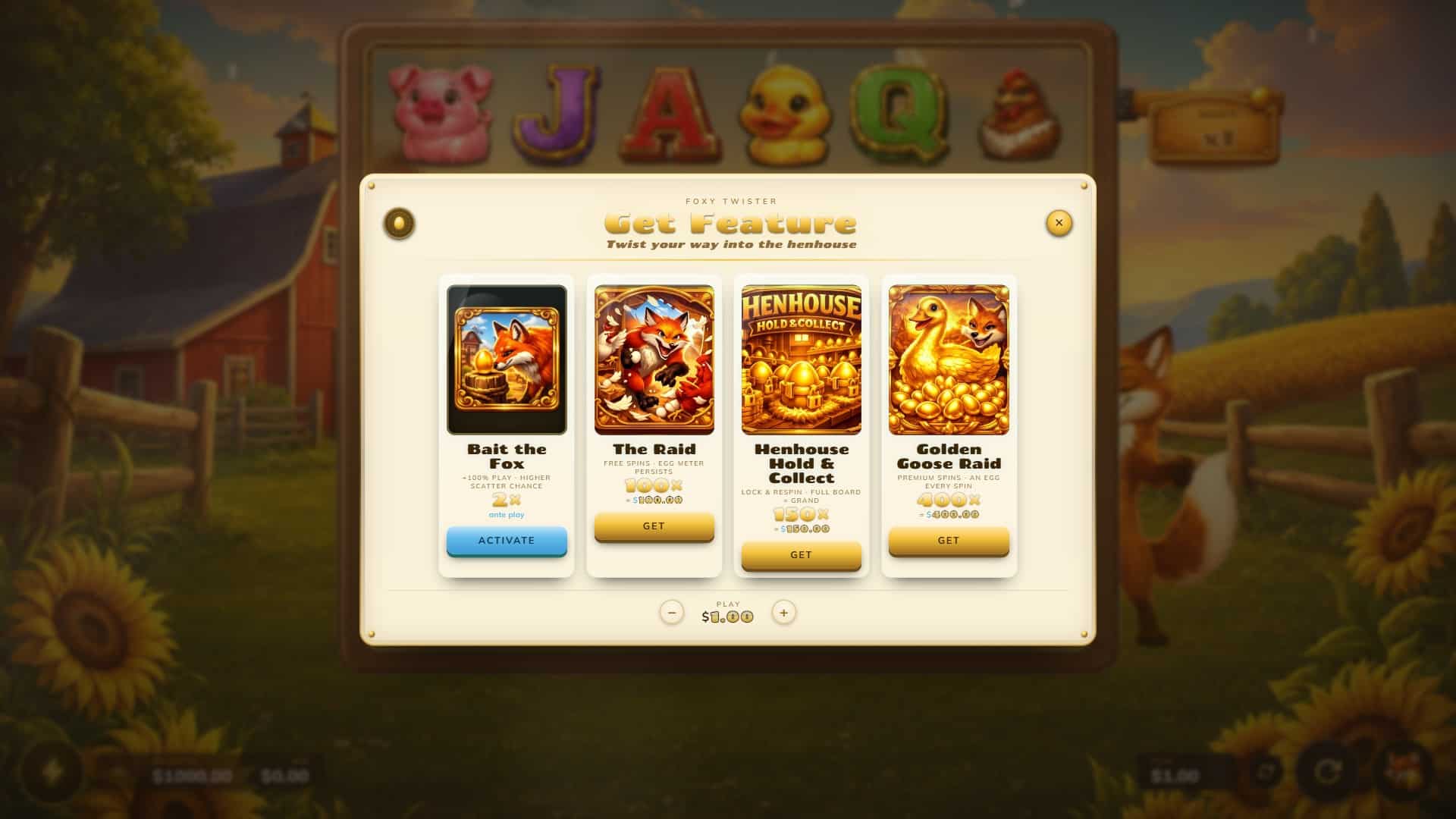Foxy Twister bonus buy menu
