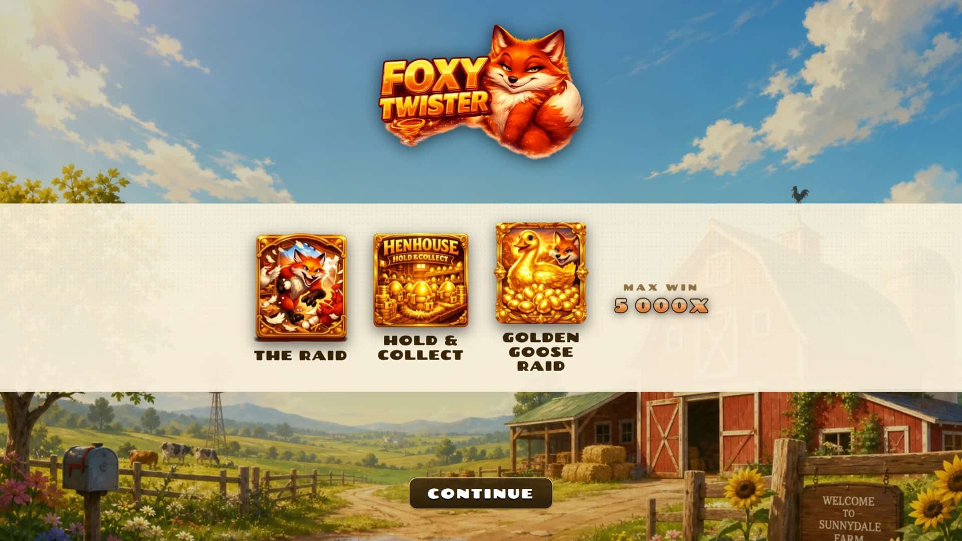 Foxy Twister slot intro screen