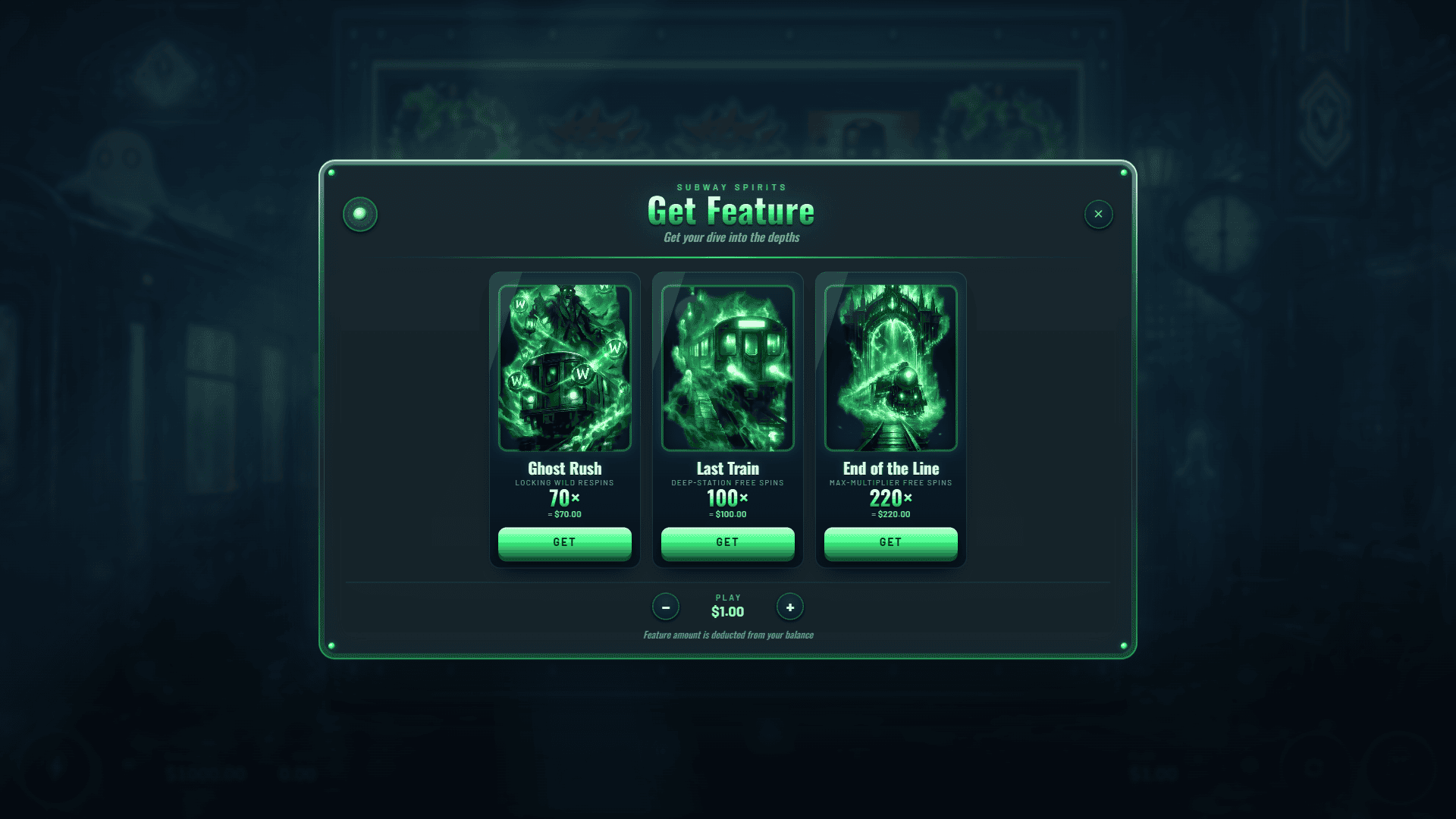 Subway Spirits bonus buy menu