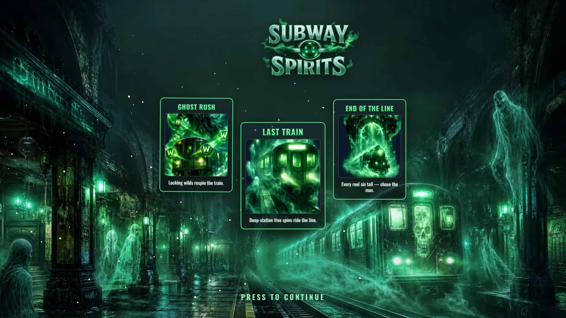 Subway Spirits slot intro screen