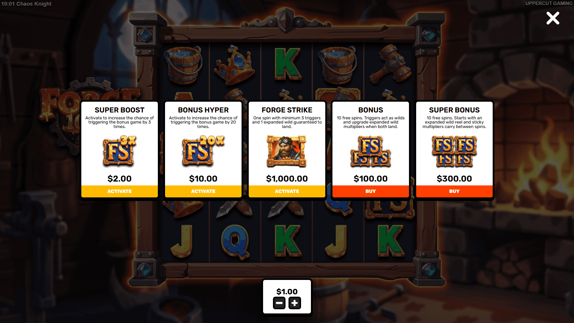Forge 1000 bonus buy menu