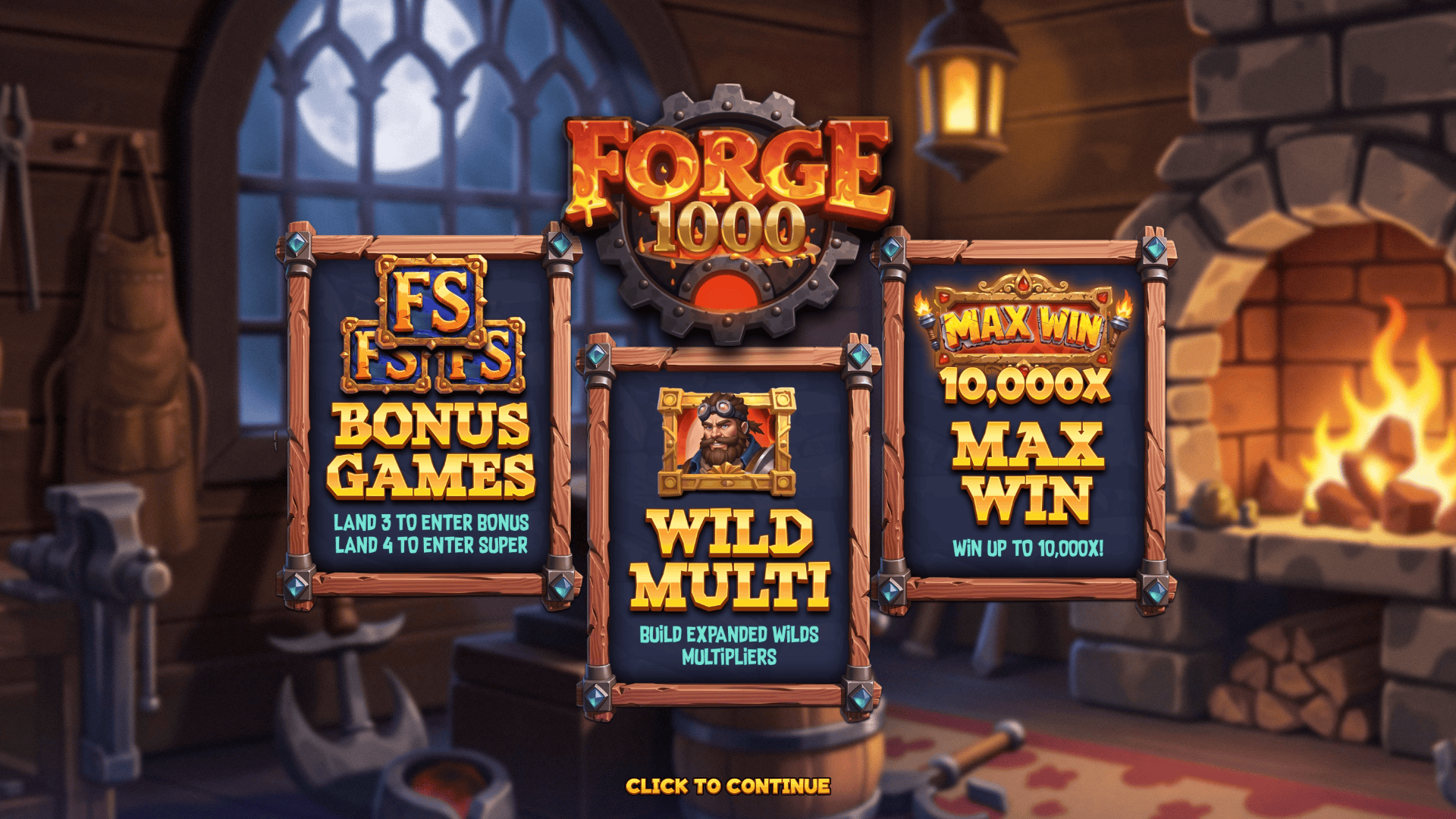 Forge 1000 slot intro screen