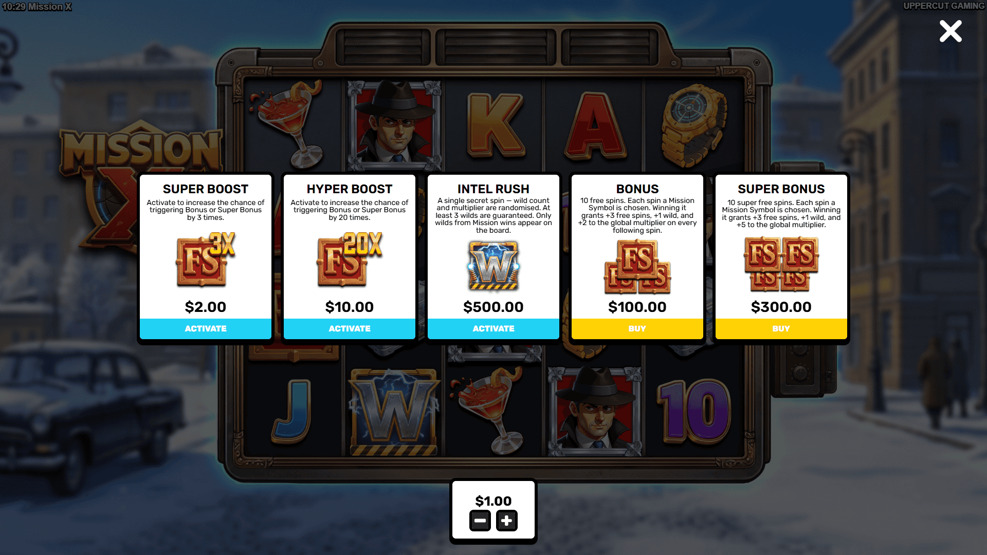 Mission X bonus buy menu