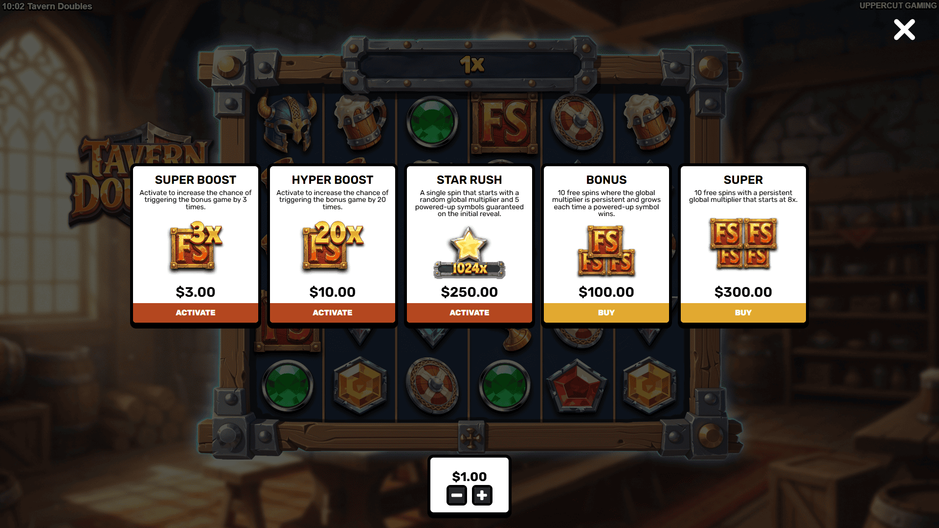 Tavern Doubles bonus buy menu
