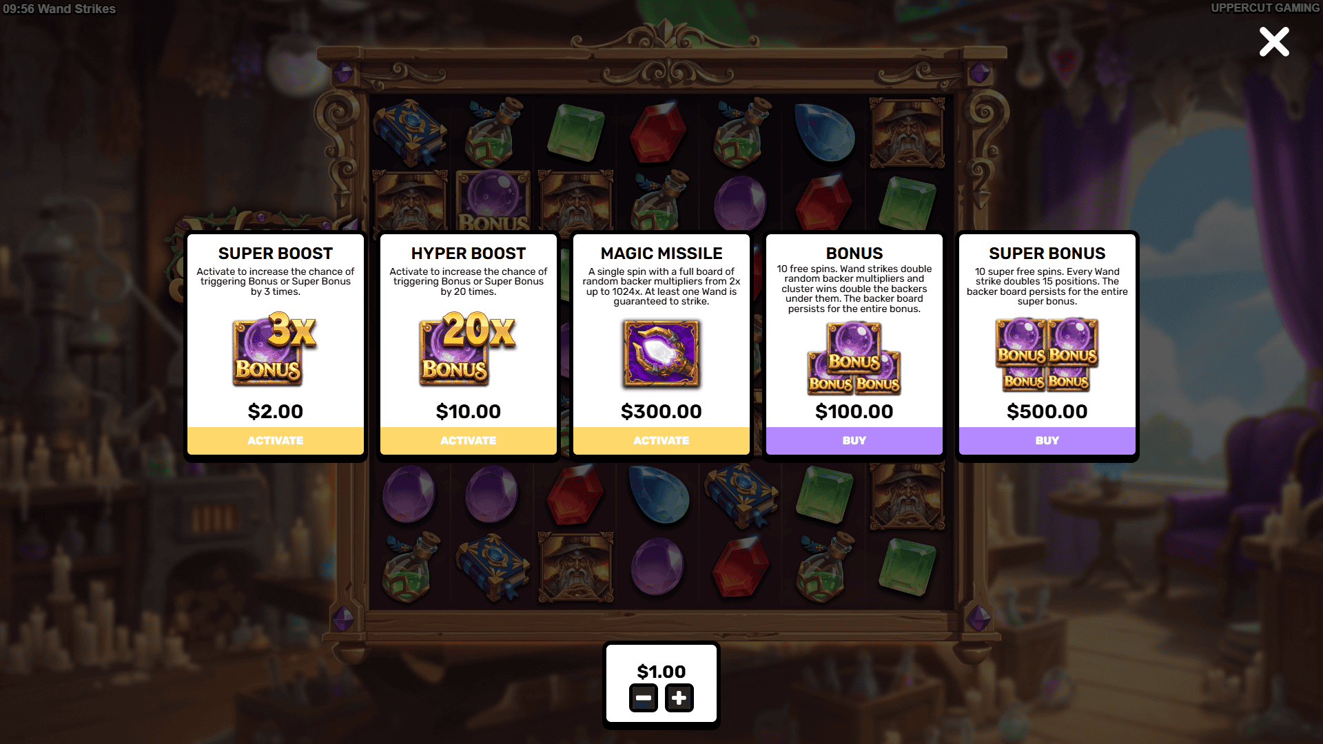 Wand Strikes bonus buy menu