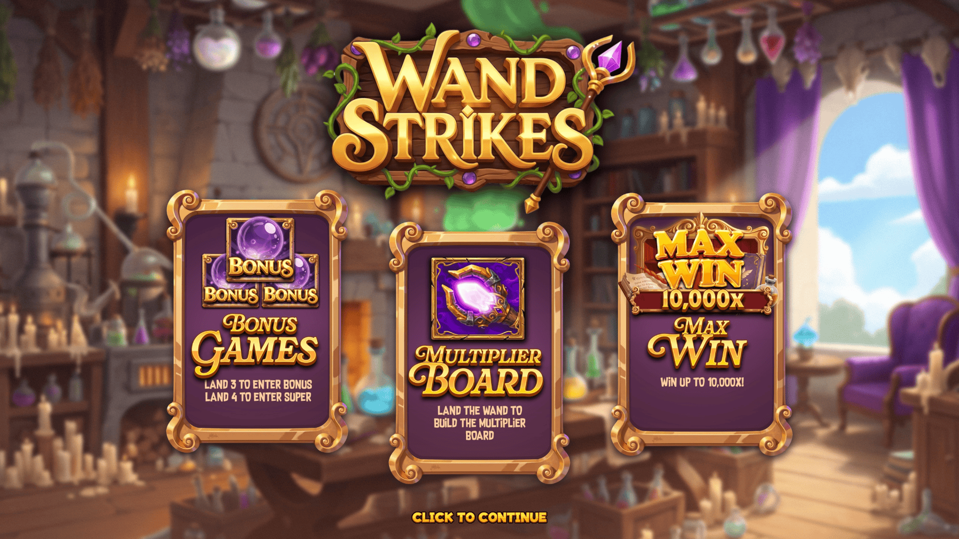 Wand Strikes slot intro screen