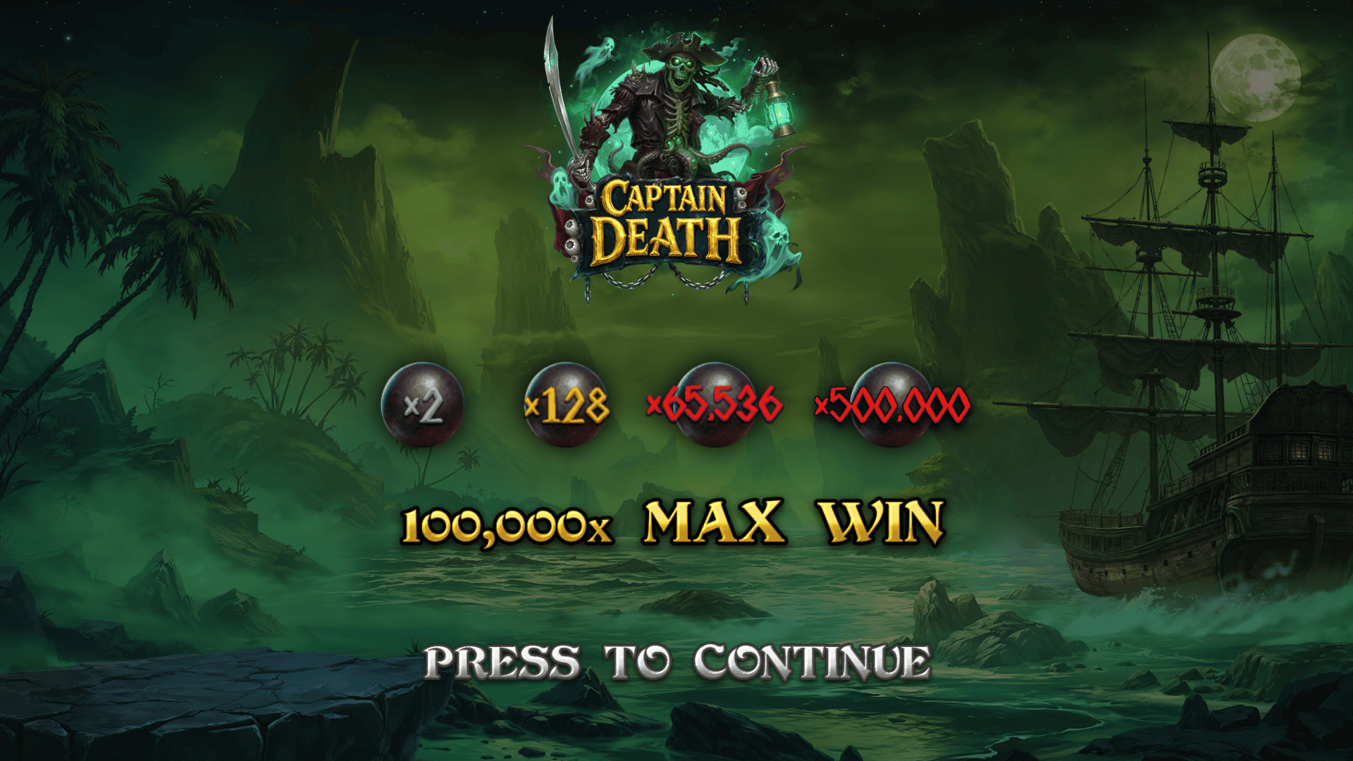 Captain Death slot intro screen