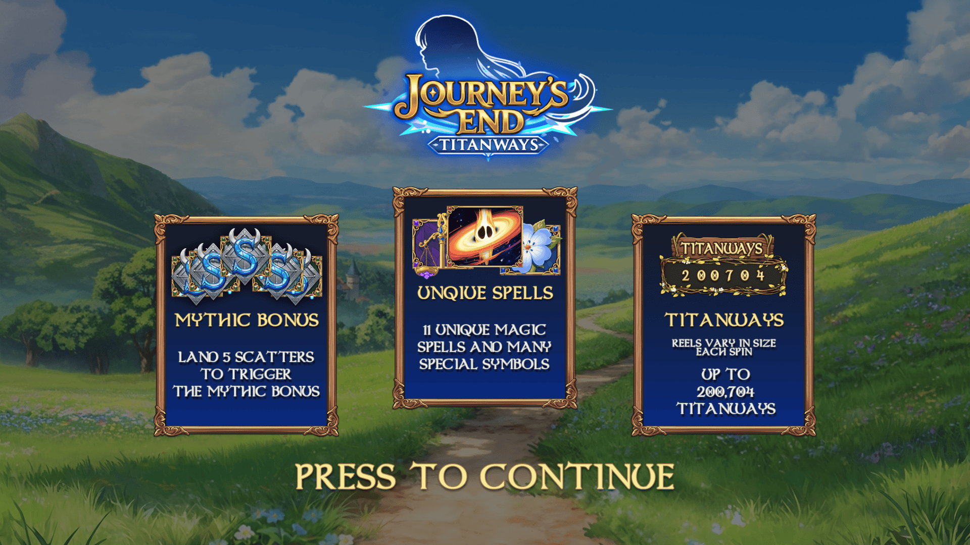 Journeys End TitanWays slot intro screen