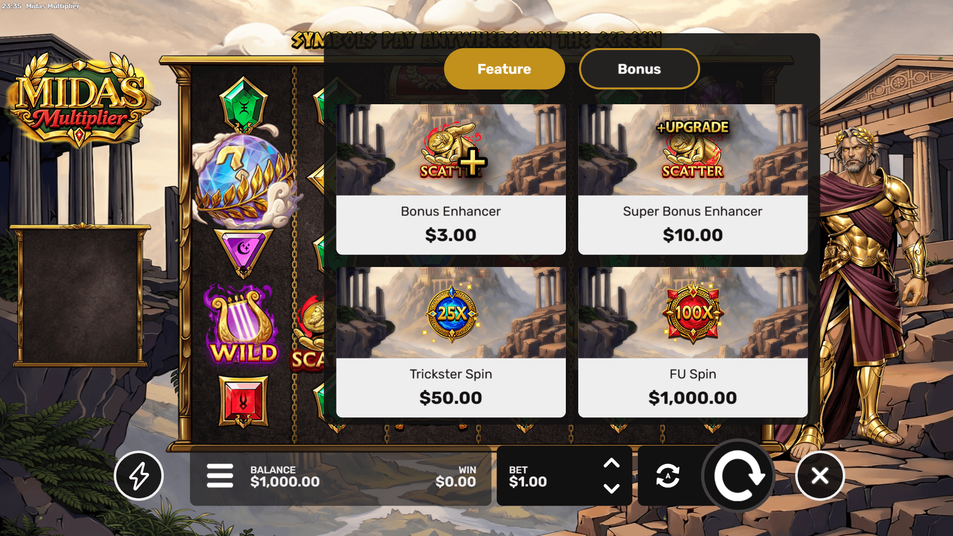 Midas Multiplier bonus buy menu
