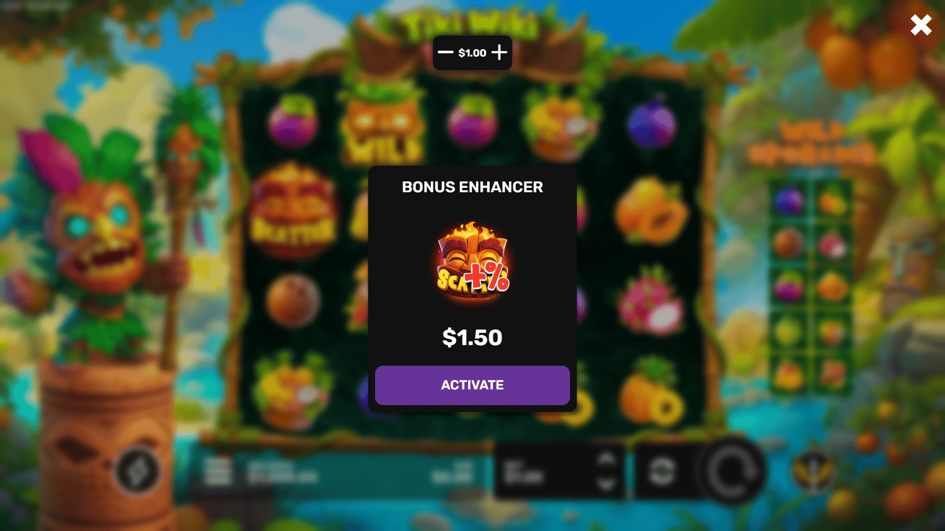 Tiki Wiki Wild bonus buy menu