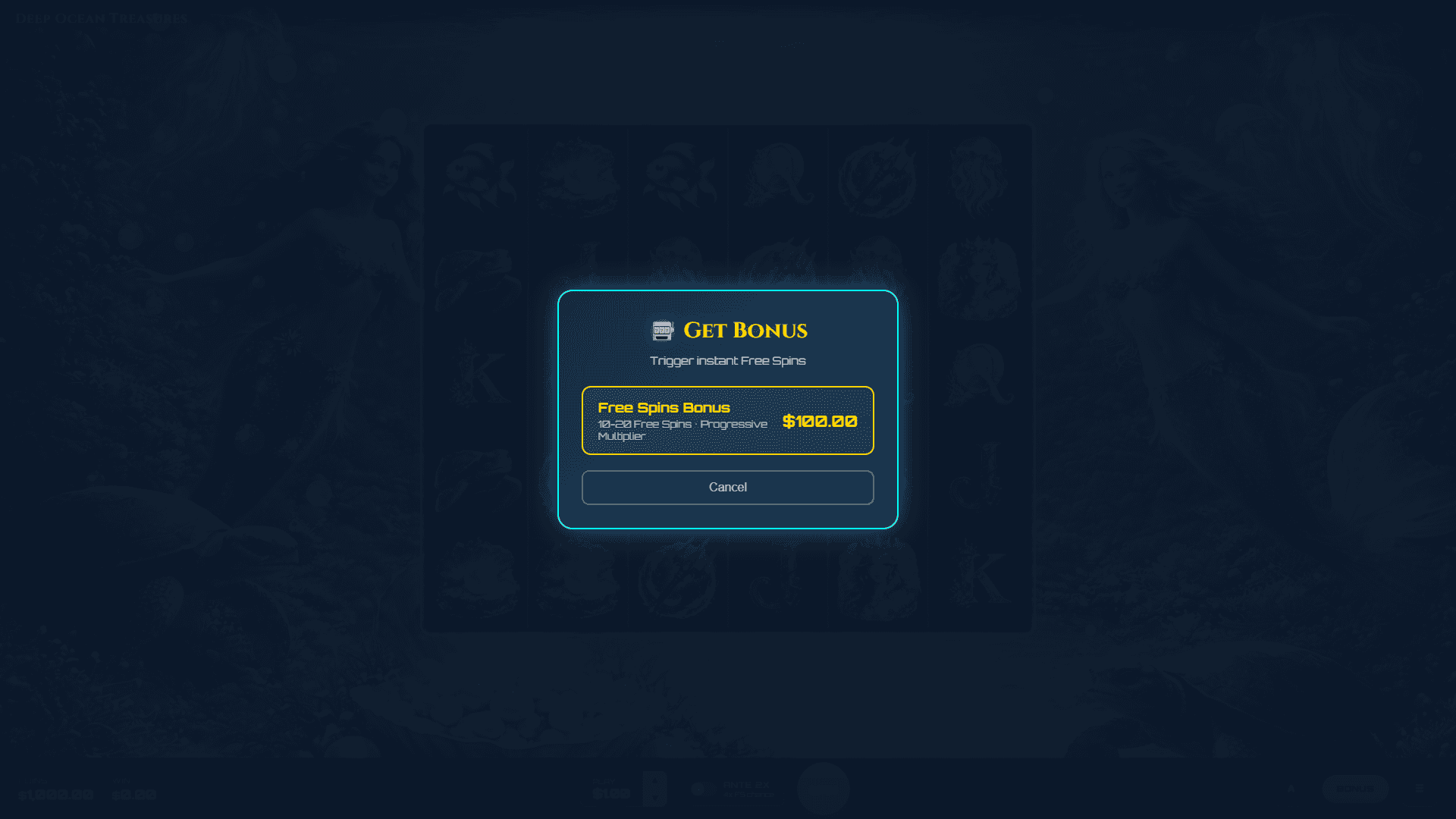 Deep Ocean Treasures bonus buy menu
