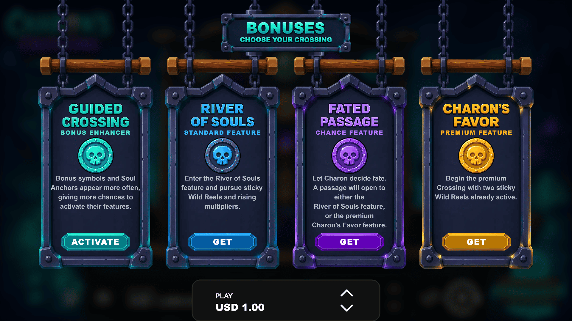 Charon's Crossing bonus buy menu