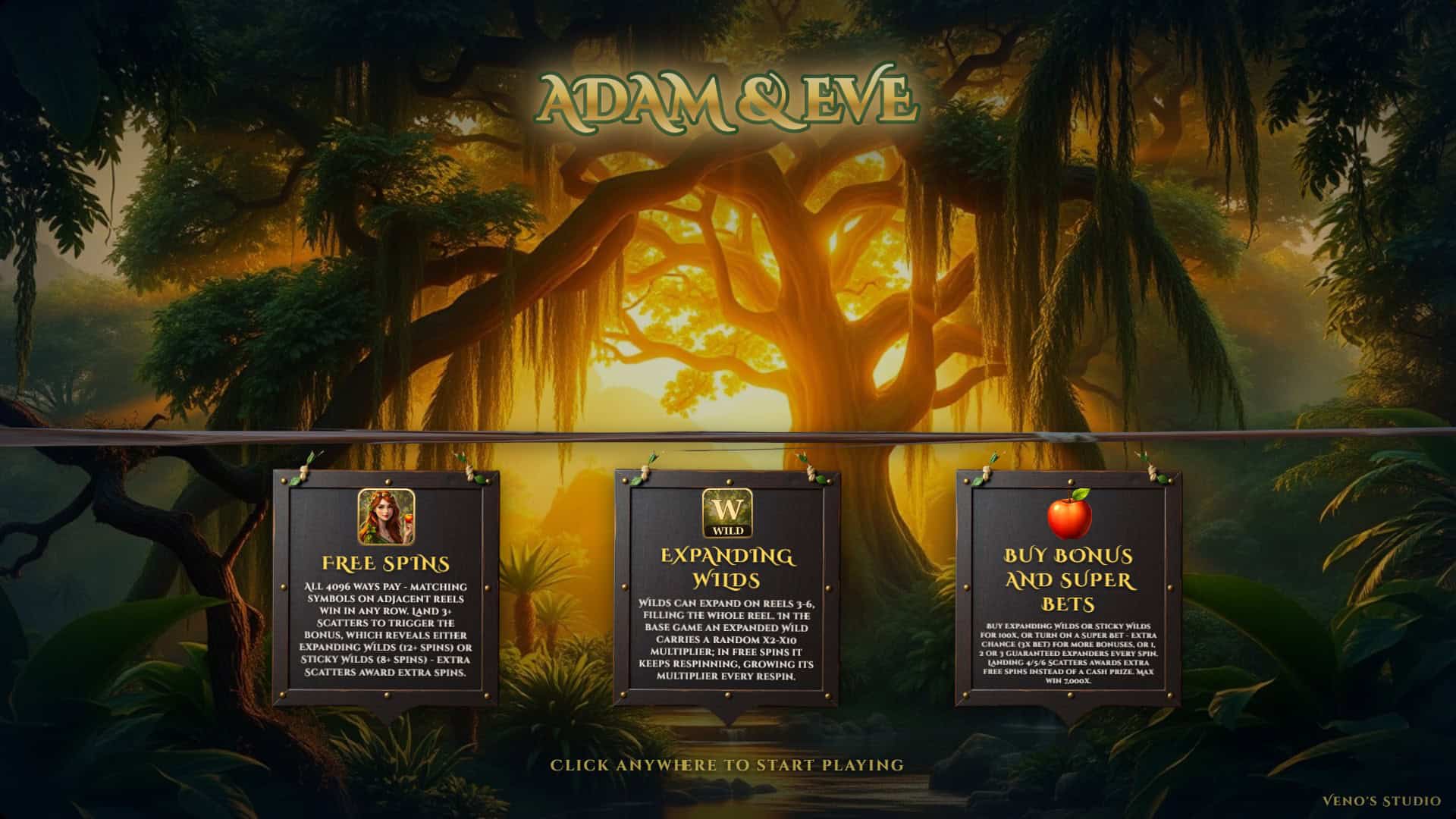 Adam and Eve slot intro screen