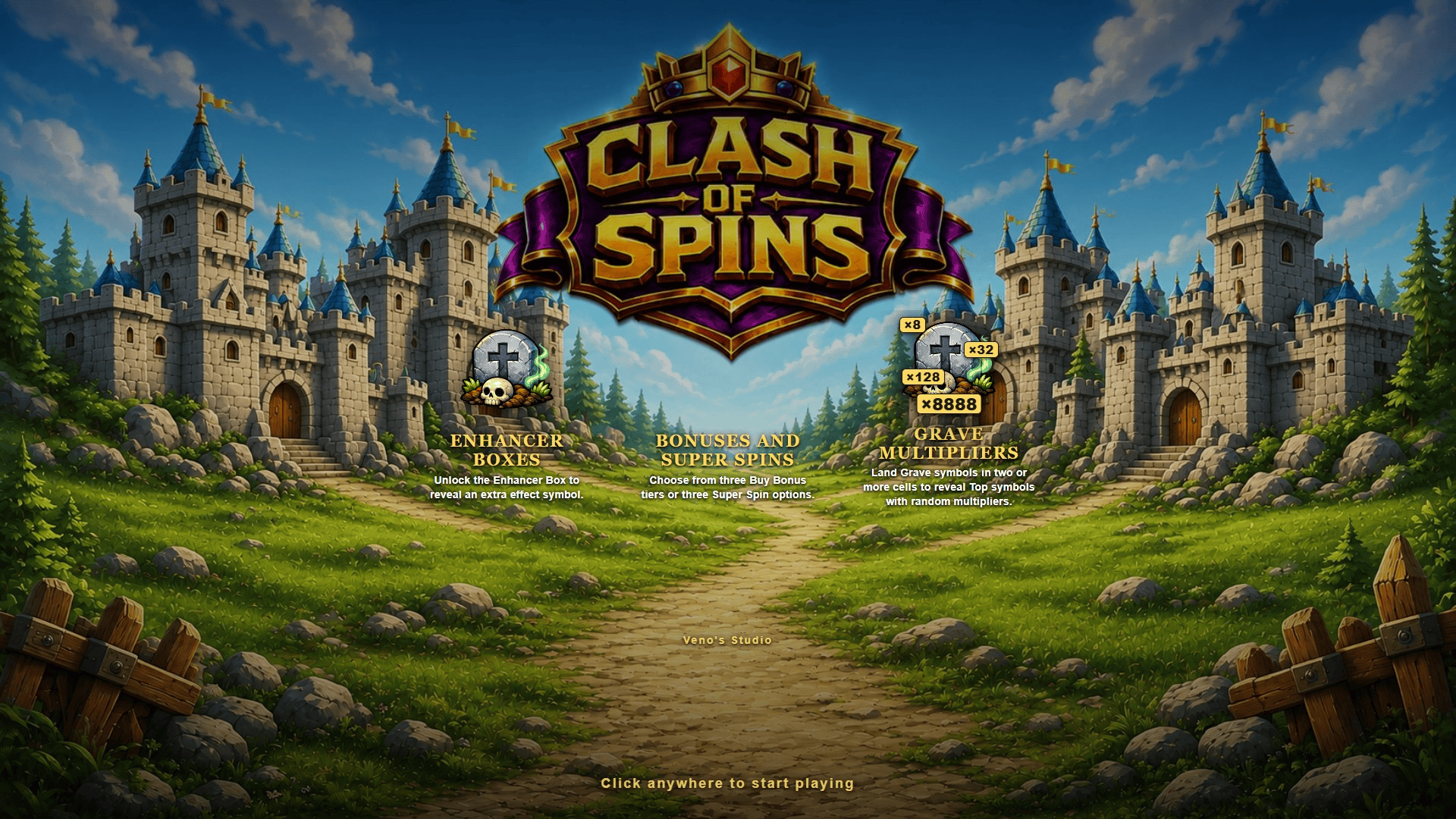 Clash of Spins slot intro screen