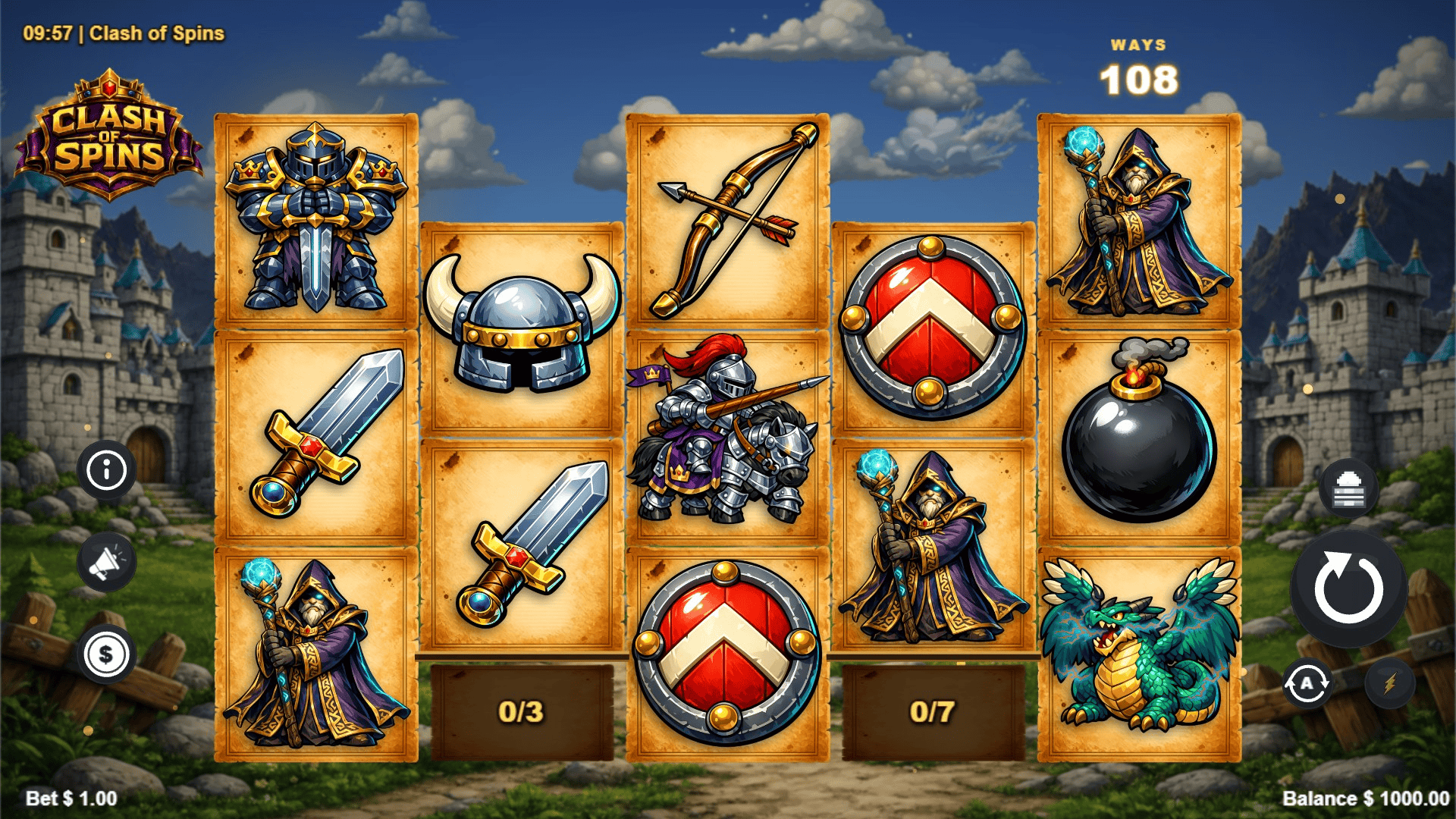Clash of Spins slot gameplay reels