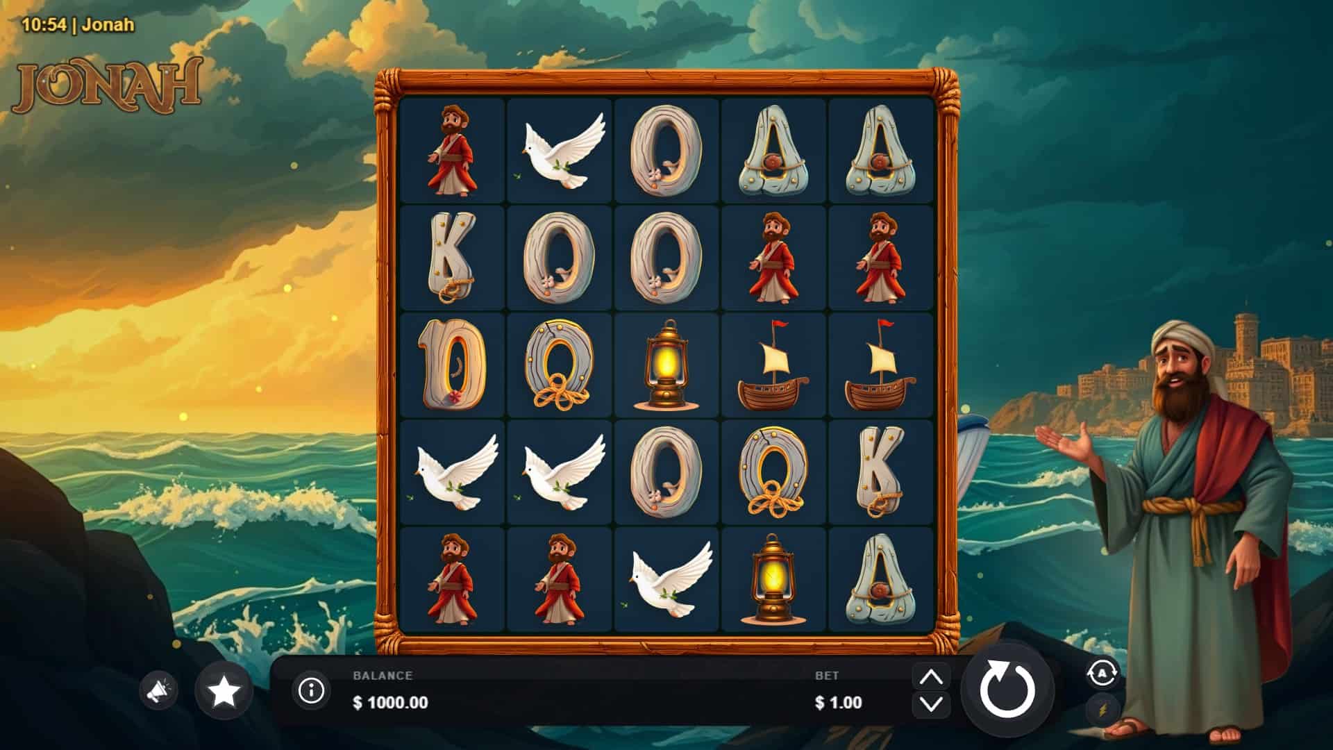 Jonah slot gameplay reels