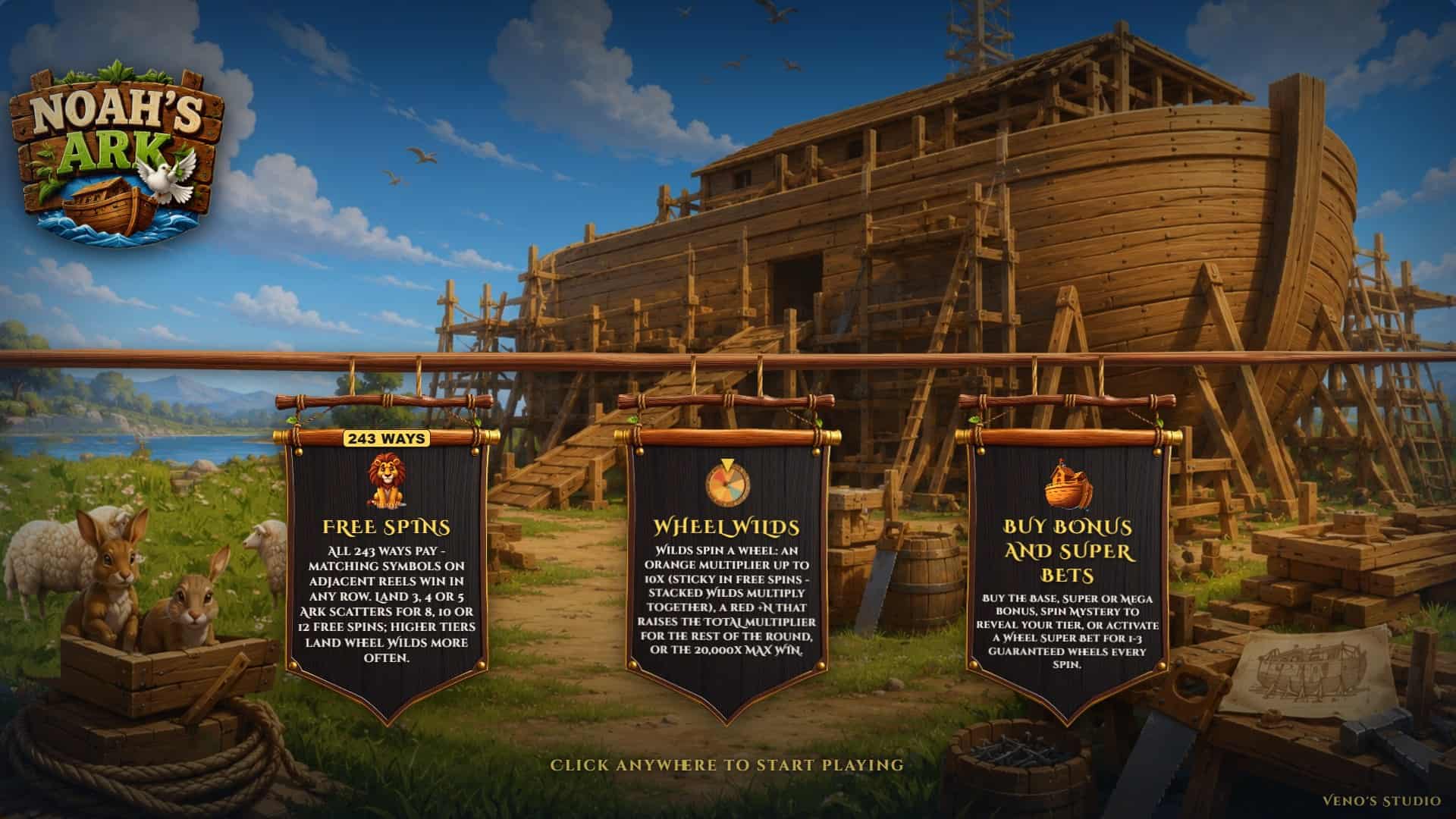 Noah's Ark slot intro screen