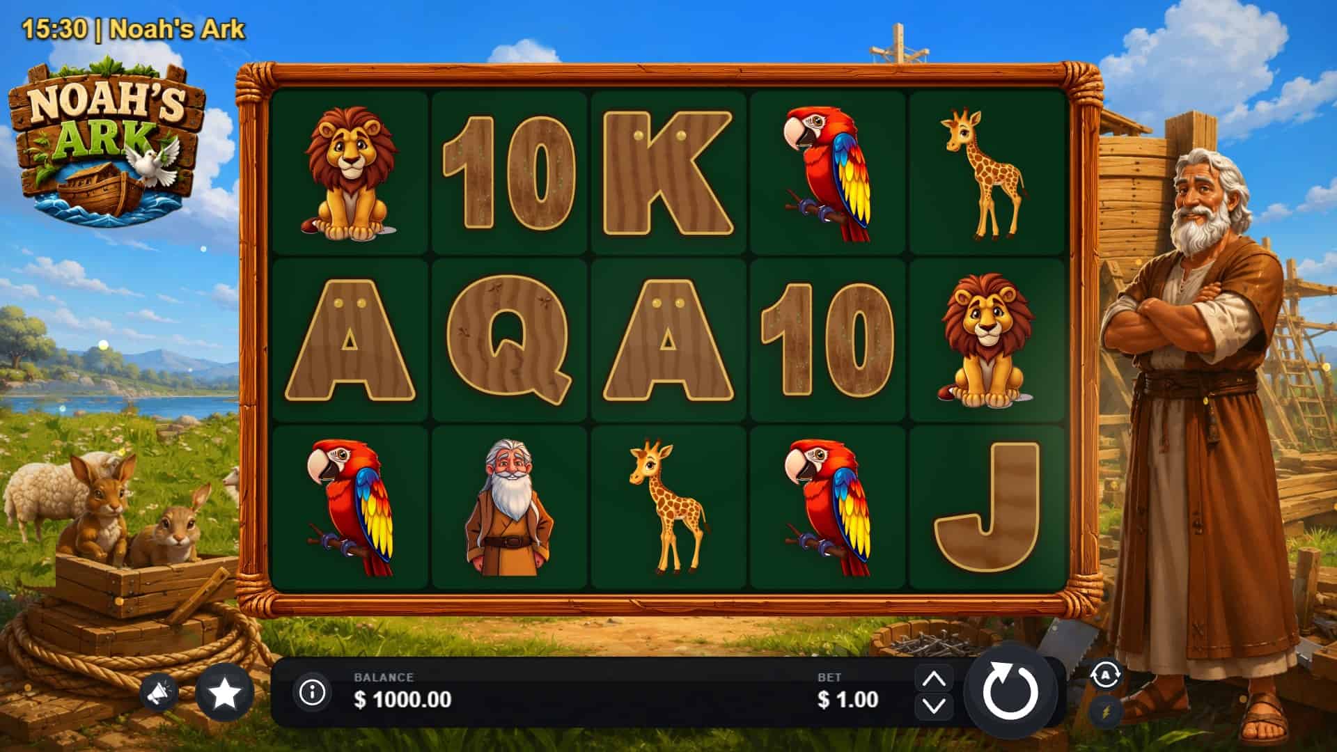 Noah's Ark slot gameplay reels