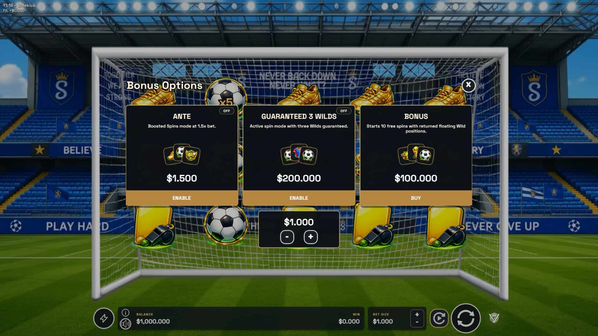 Sidekick bonus buy menu