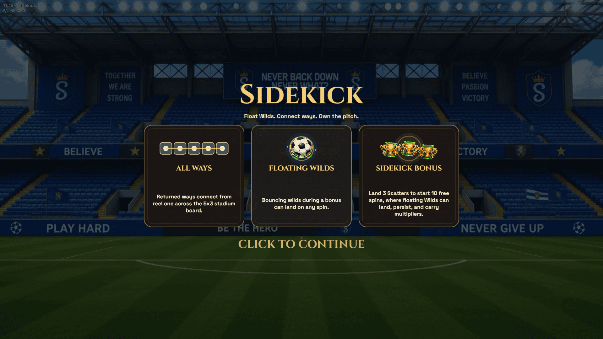 Sidekick slot intro screen