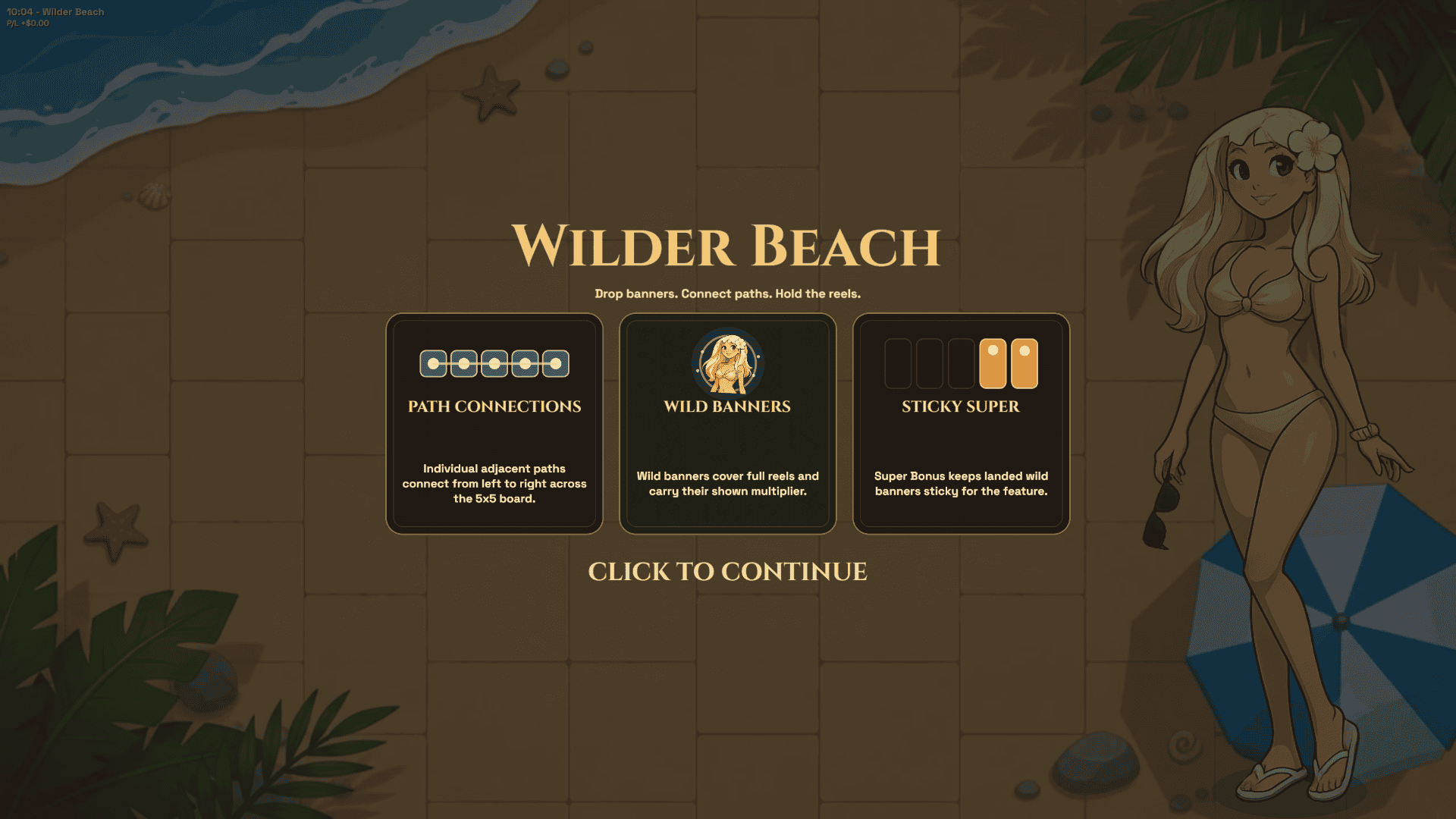 Wilder Beach slot intro screen