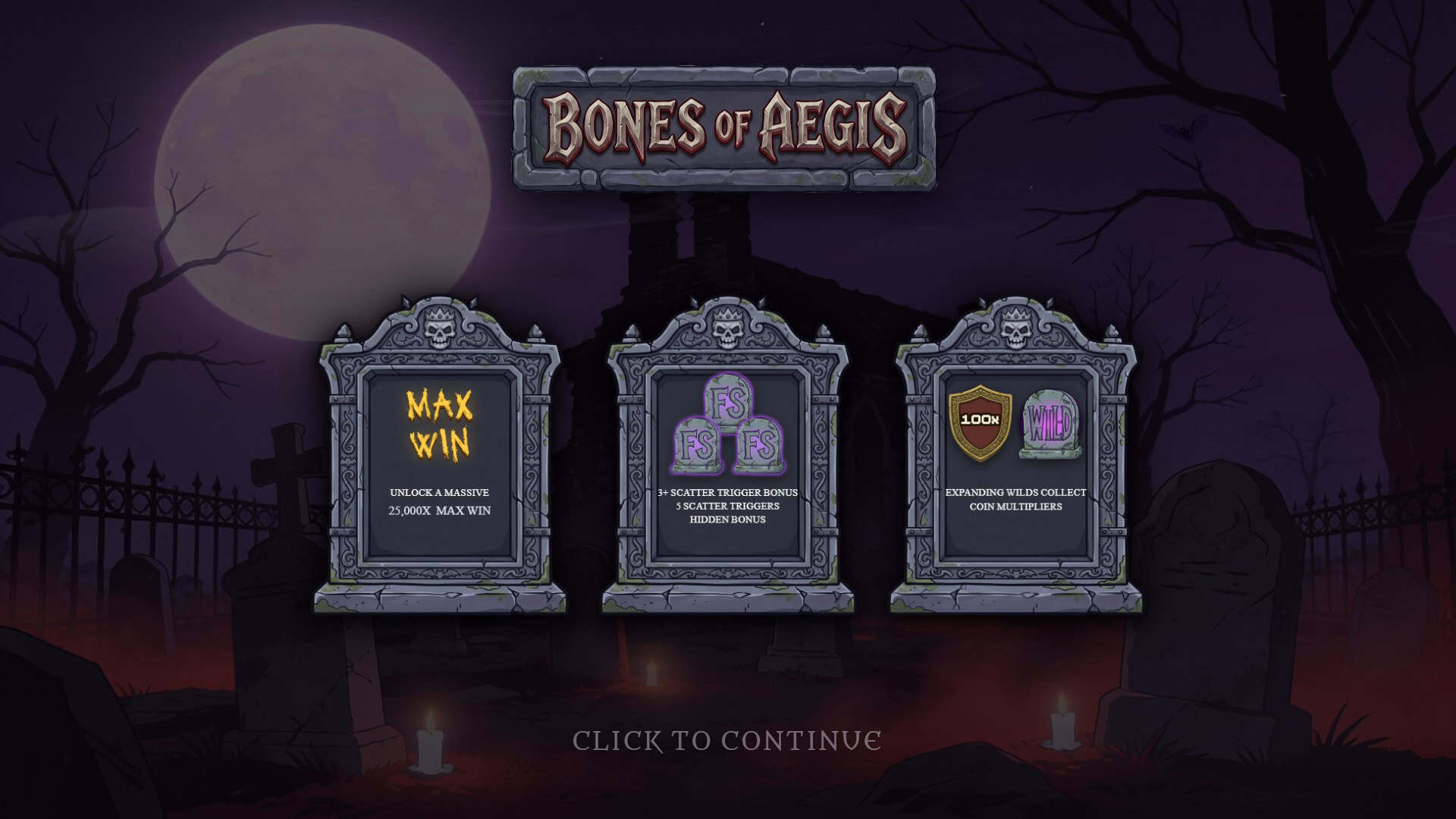 Bones of Aegis slot intro screen