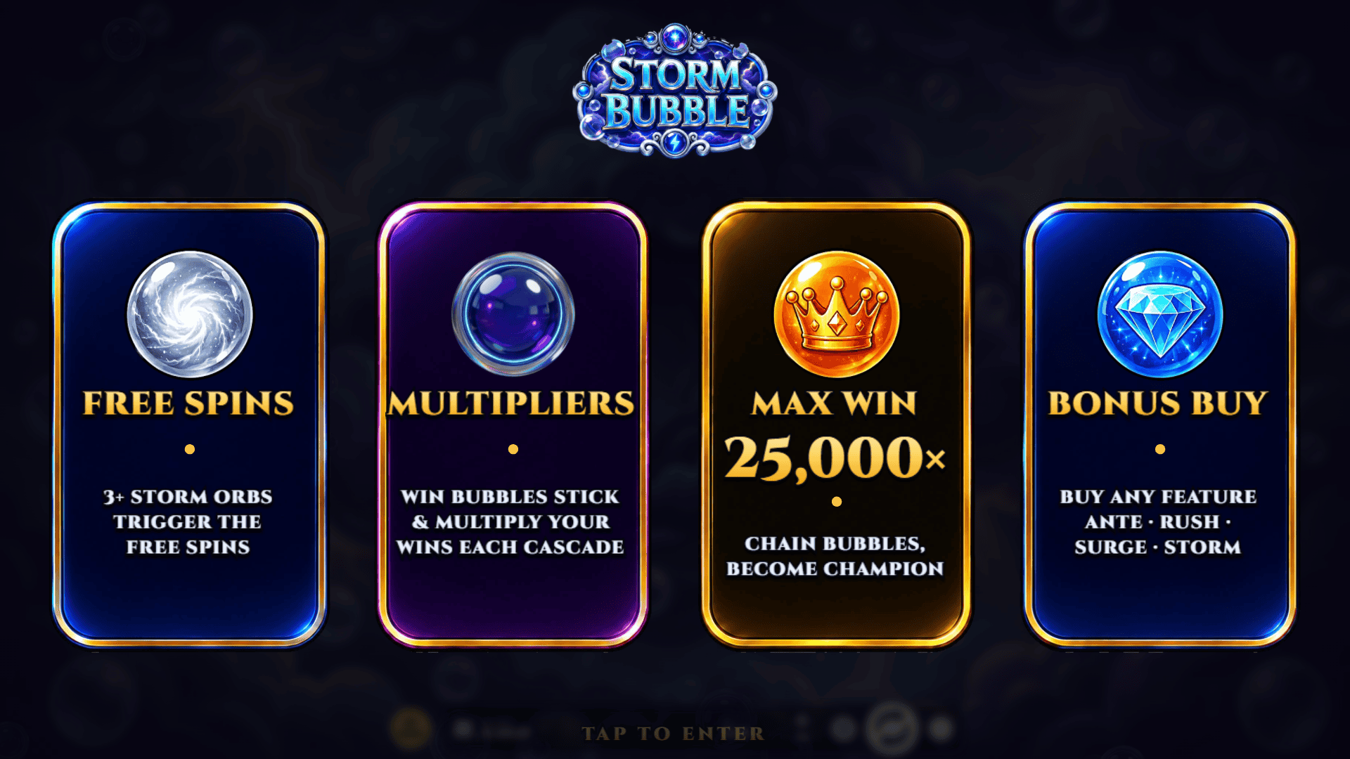 Storm Bubble slot intro screen