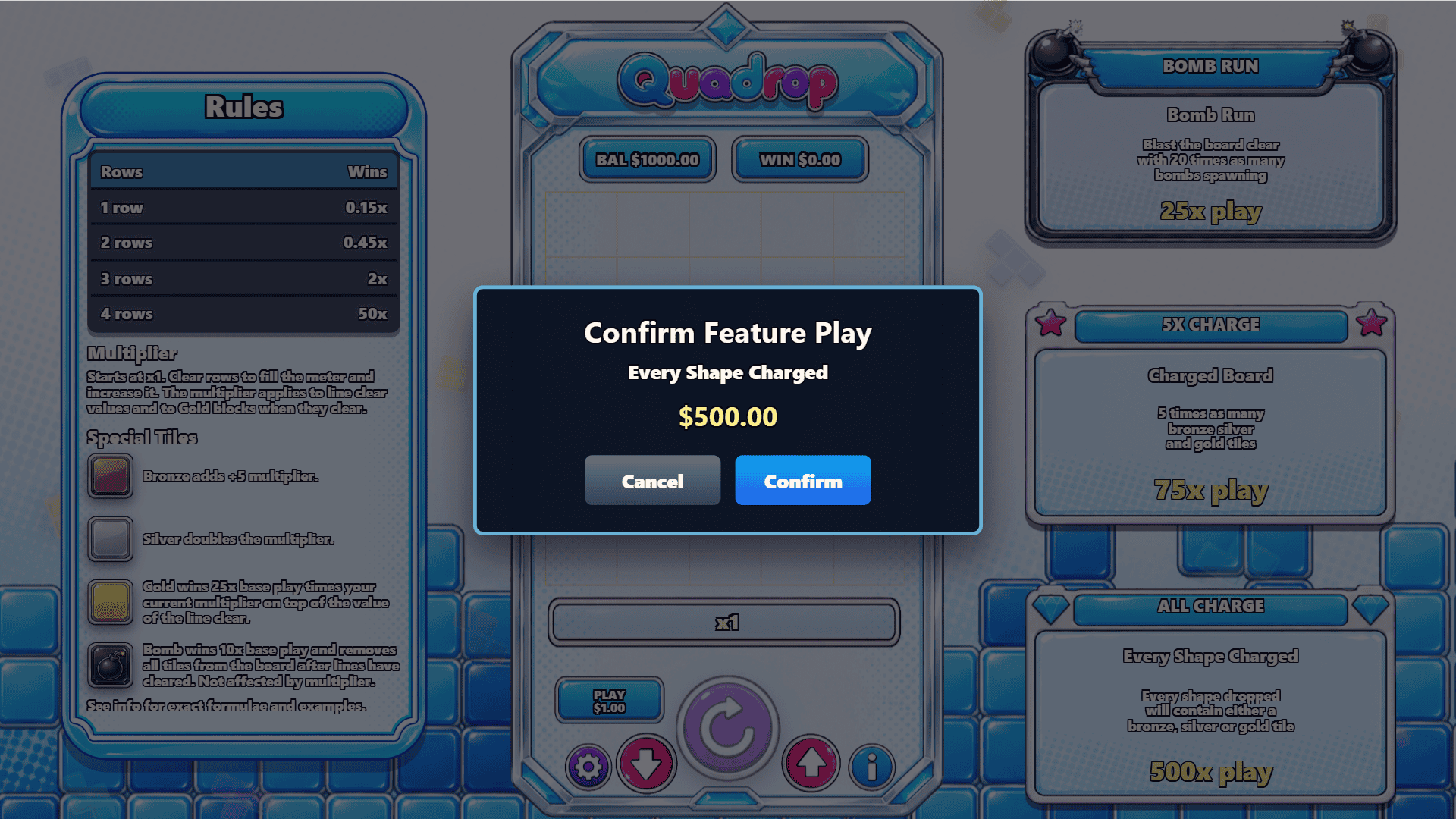 Quadrop bonus buy menu