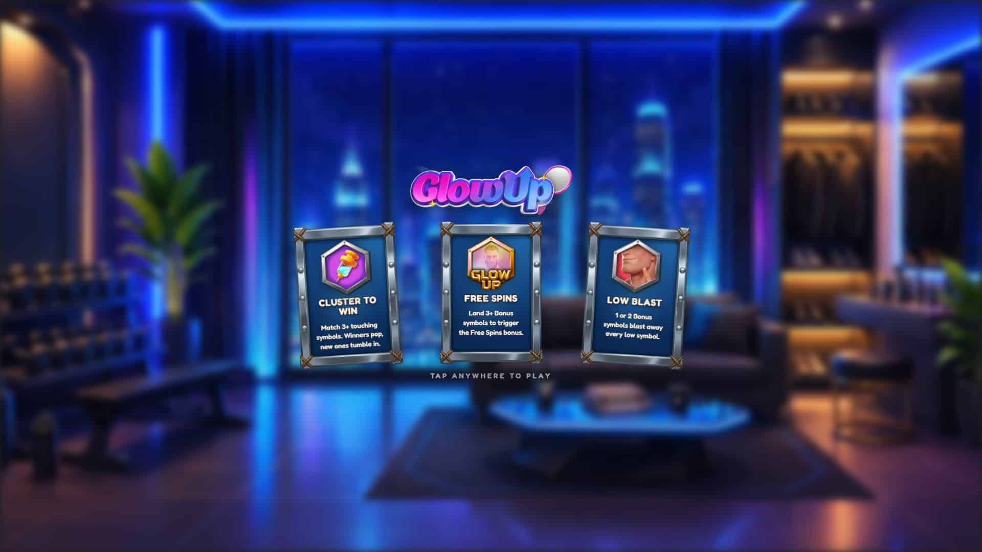 GlowUp slot intro screen