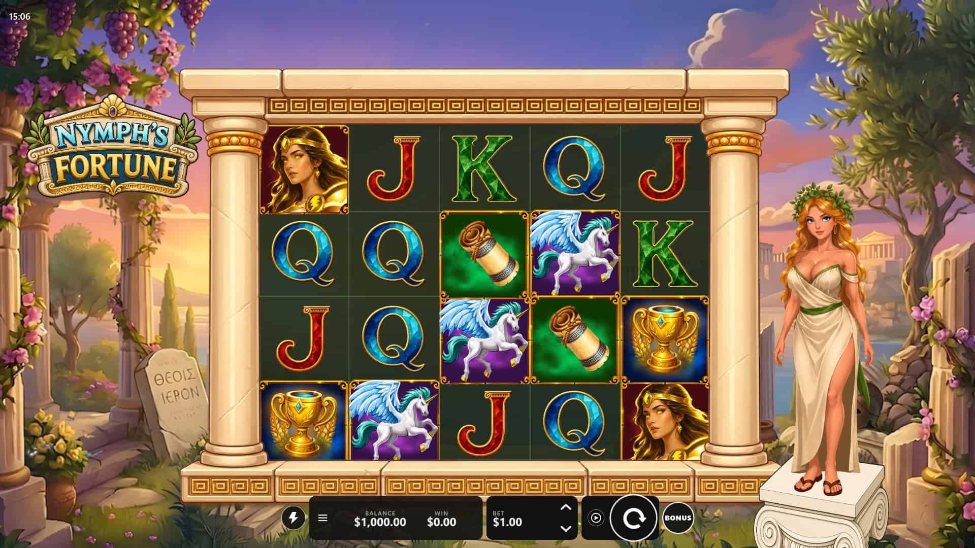 Nymph's Fortune slot gameplay reels