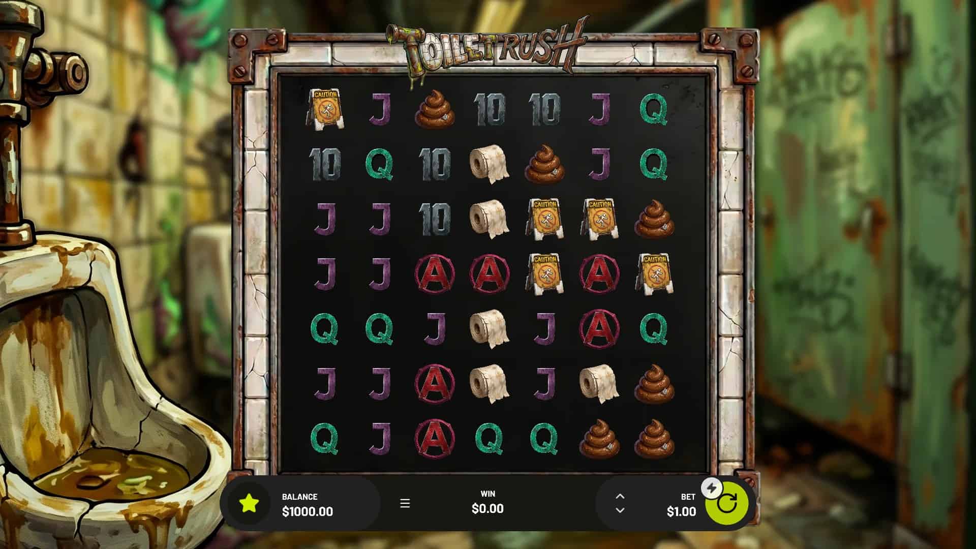 Toilet Rush slot gameplay reels