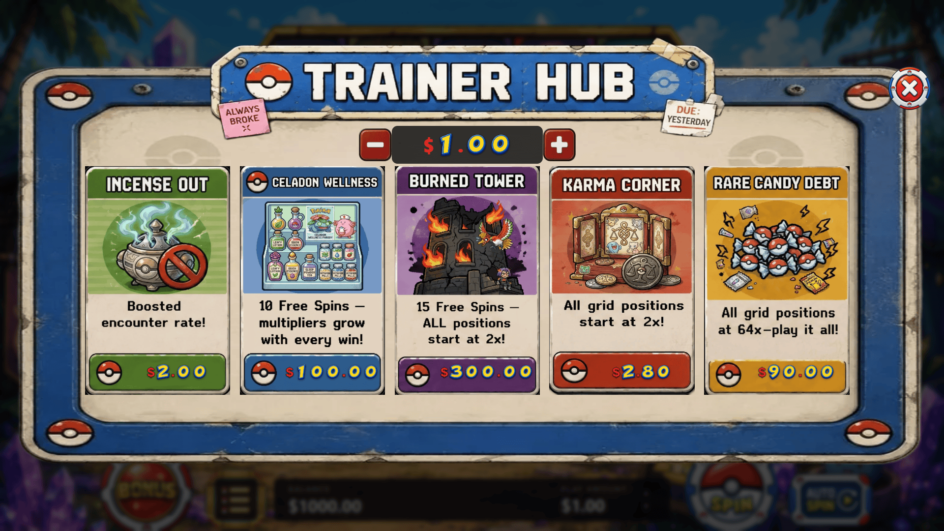 Brokeman bonus buy menu
