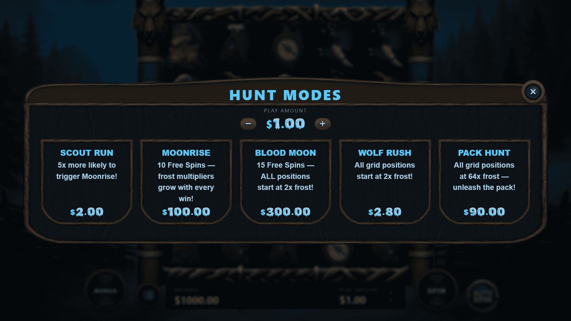 Spirit of the North bonus buy menu
