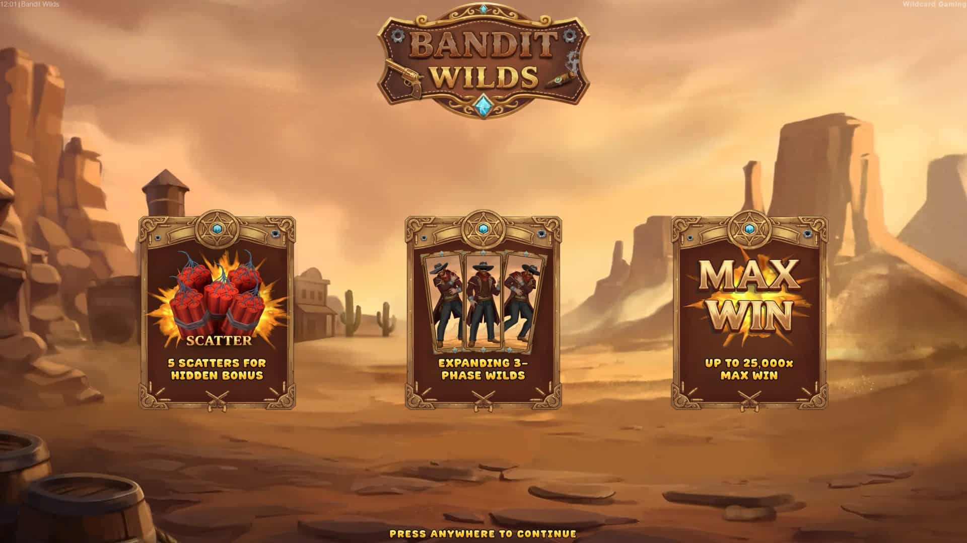 Bandit Wilds slot intro screen