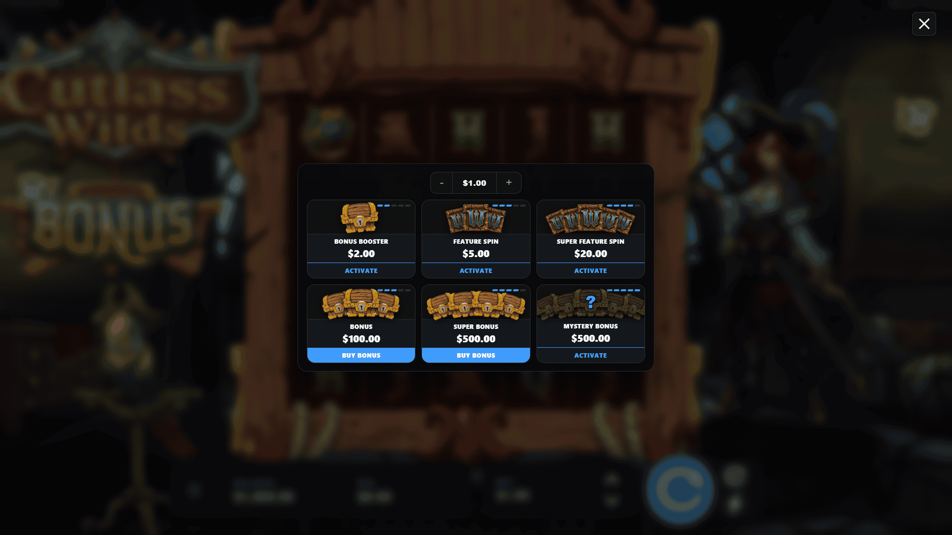 Cutlass Wilds bonus buy menu