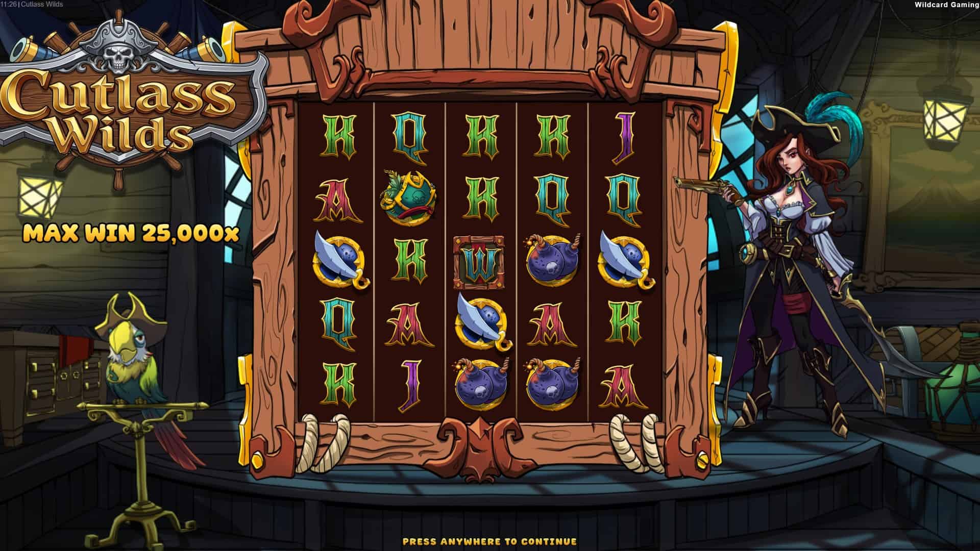 Cutlass Wilds slot intro screen
