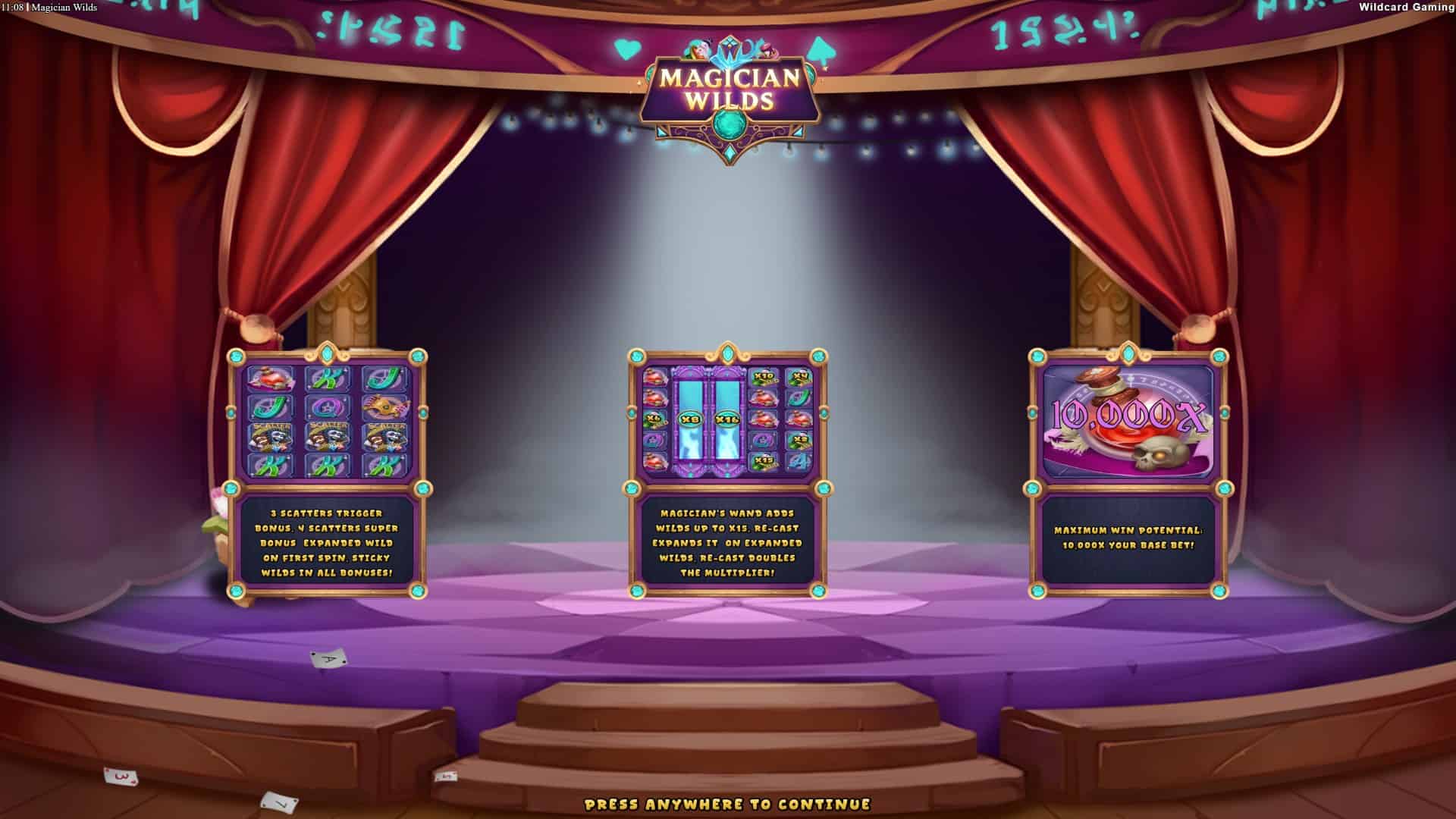 Magician Wilds slot intro screen