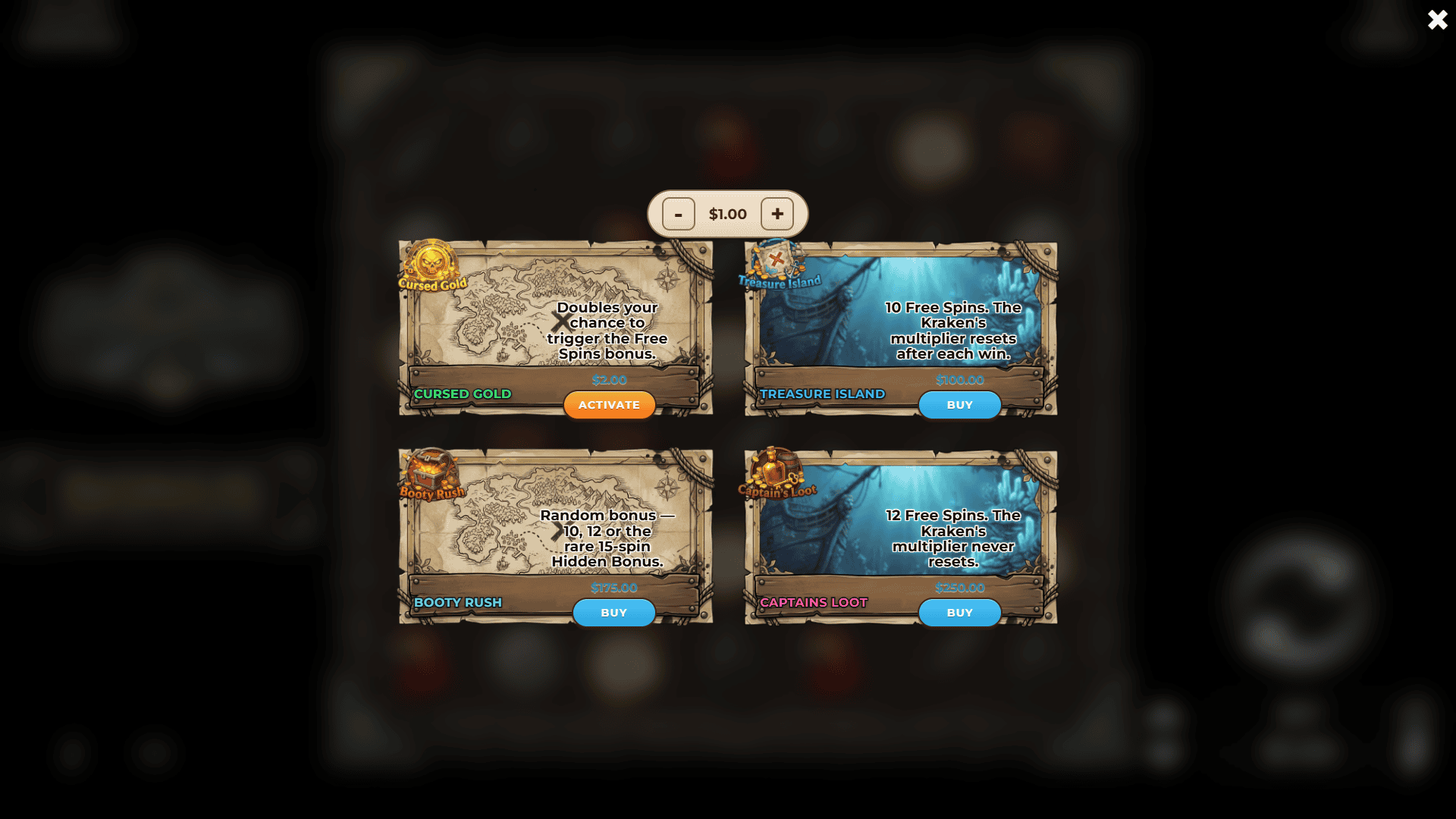 El Pirata bonus buy menu