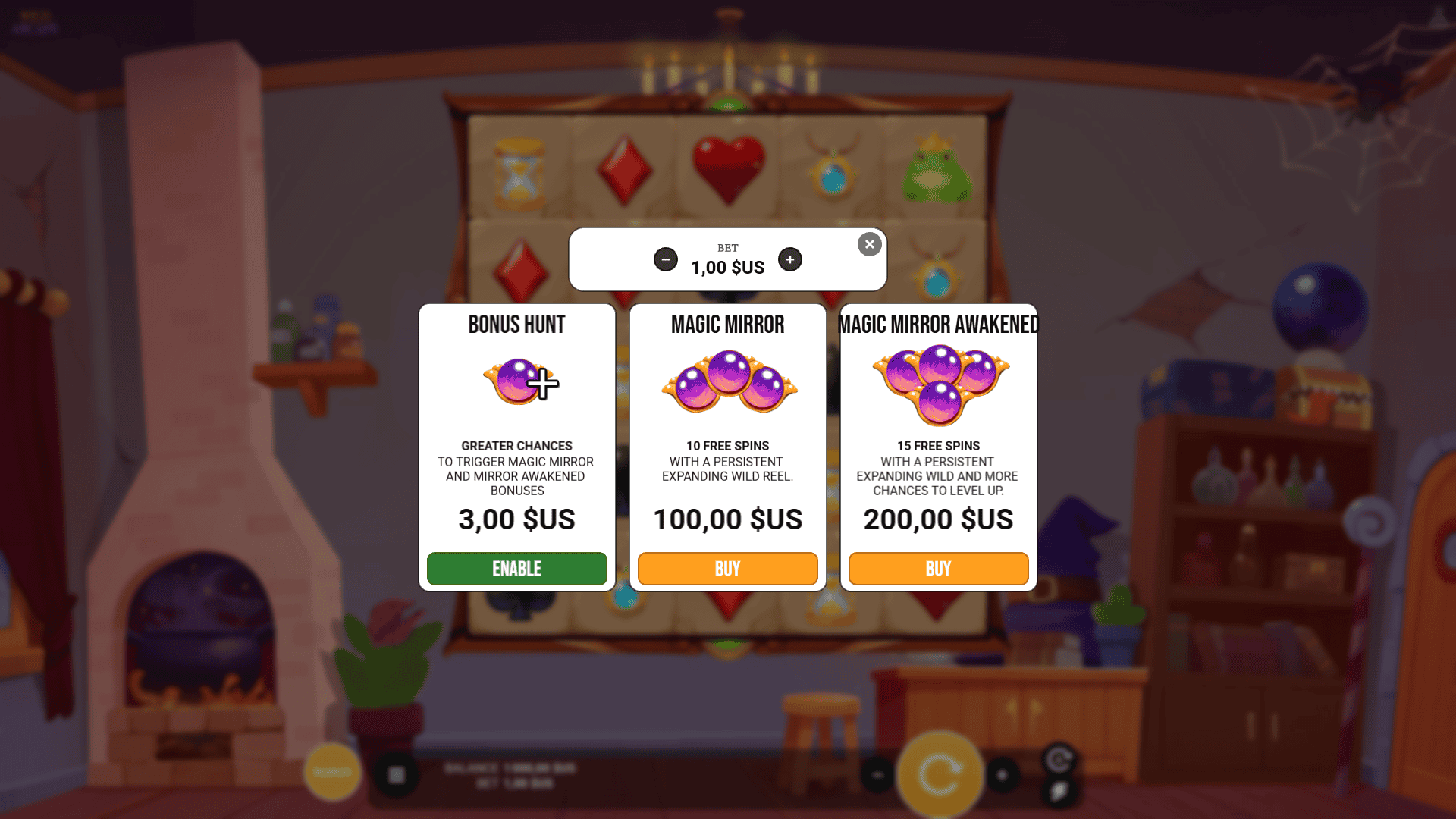 Wild Arcane bonus buy menu