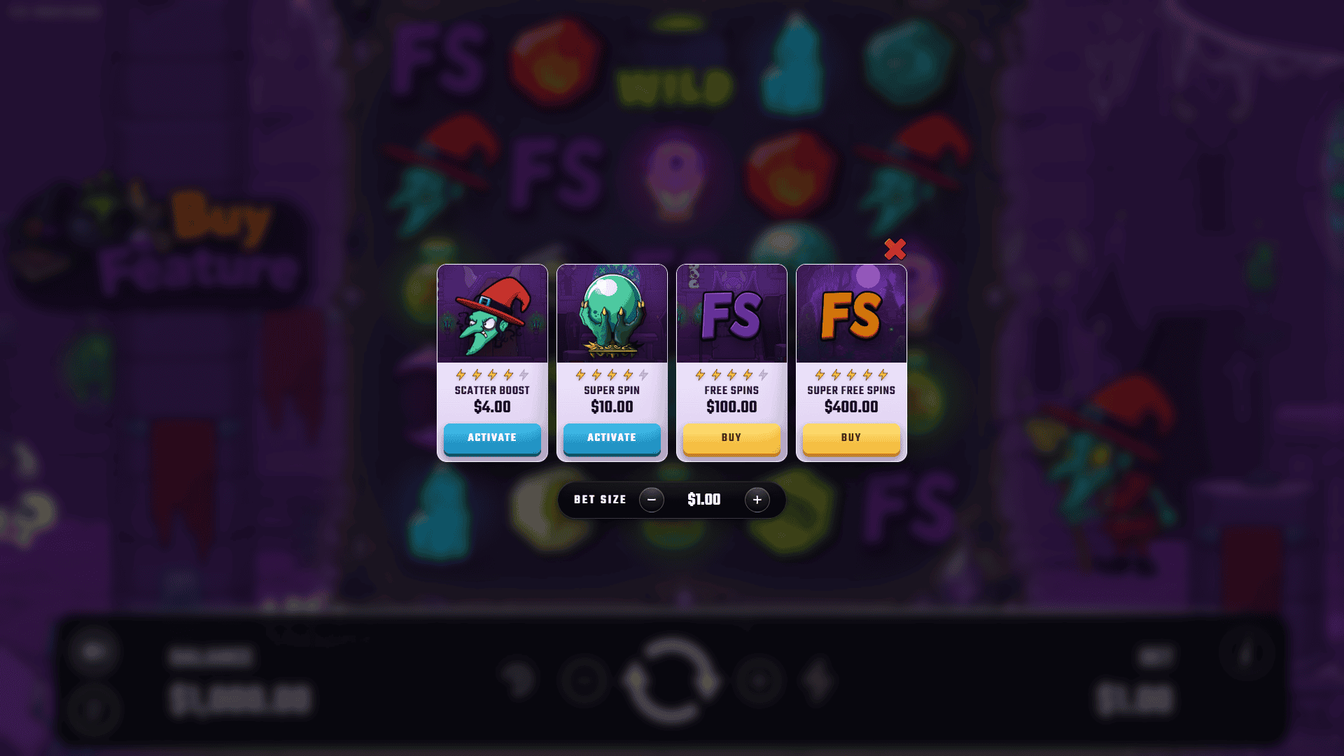 Magical Orb bonus buy menu