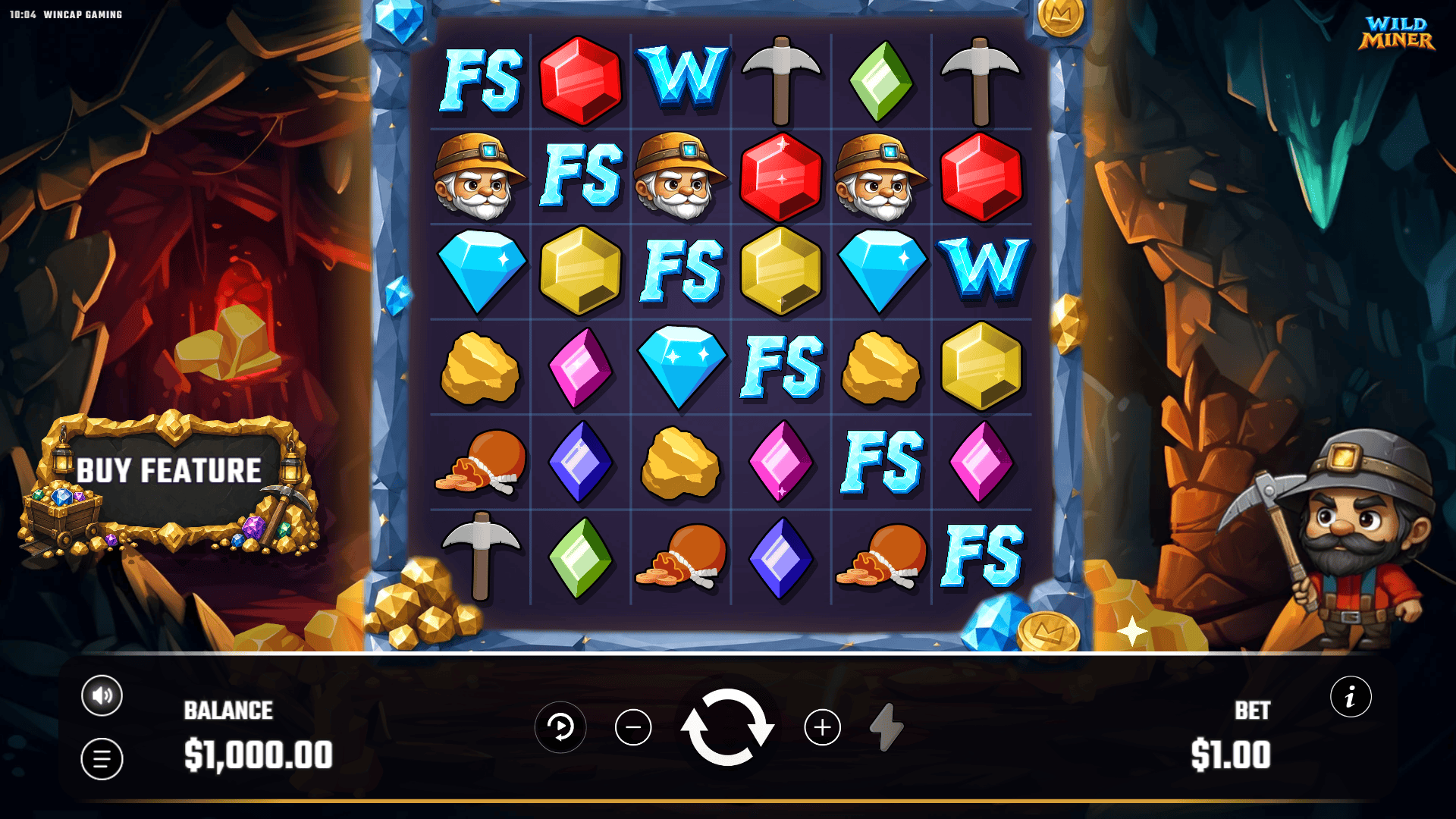 Wild Miner slot gameplay reels