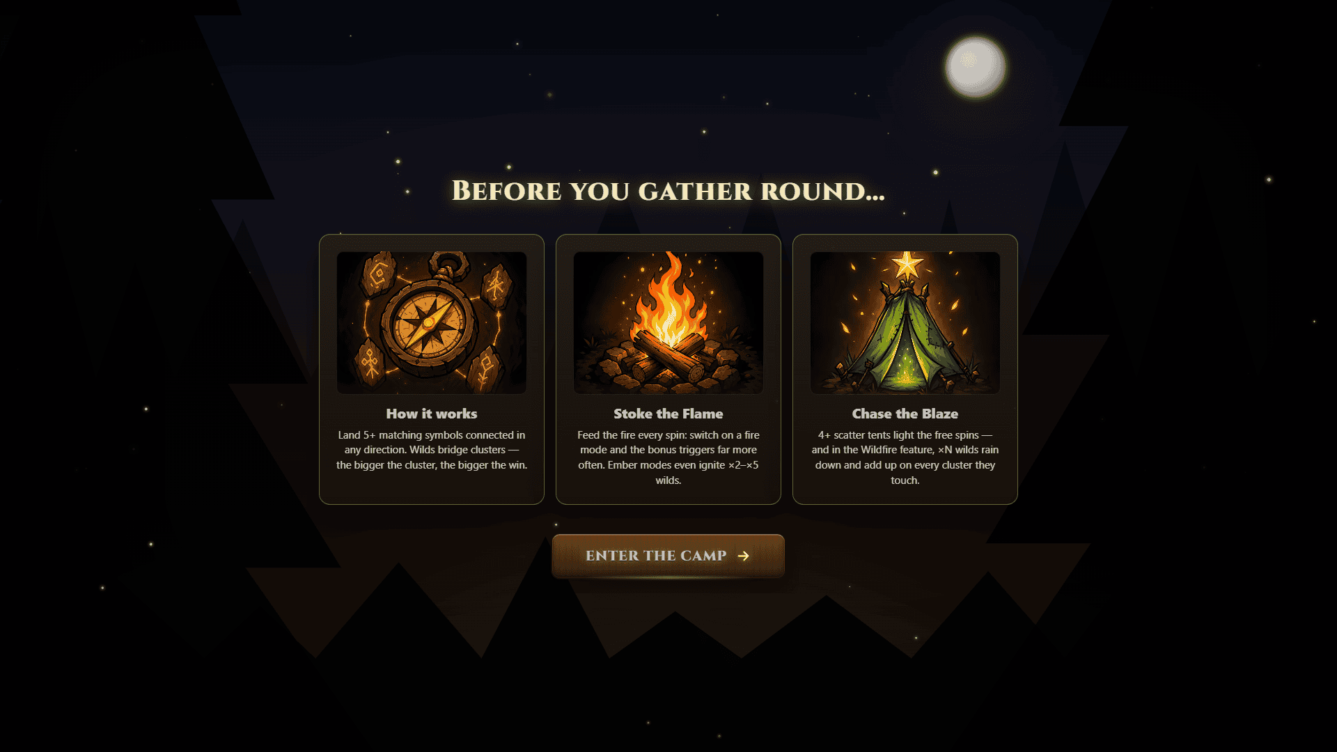 Hushfire Cluster Pays slot intro screen