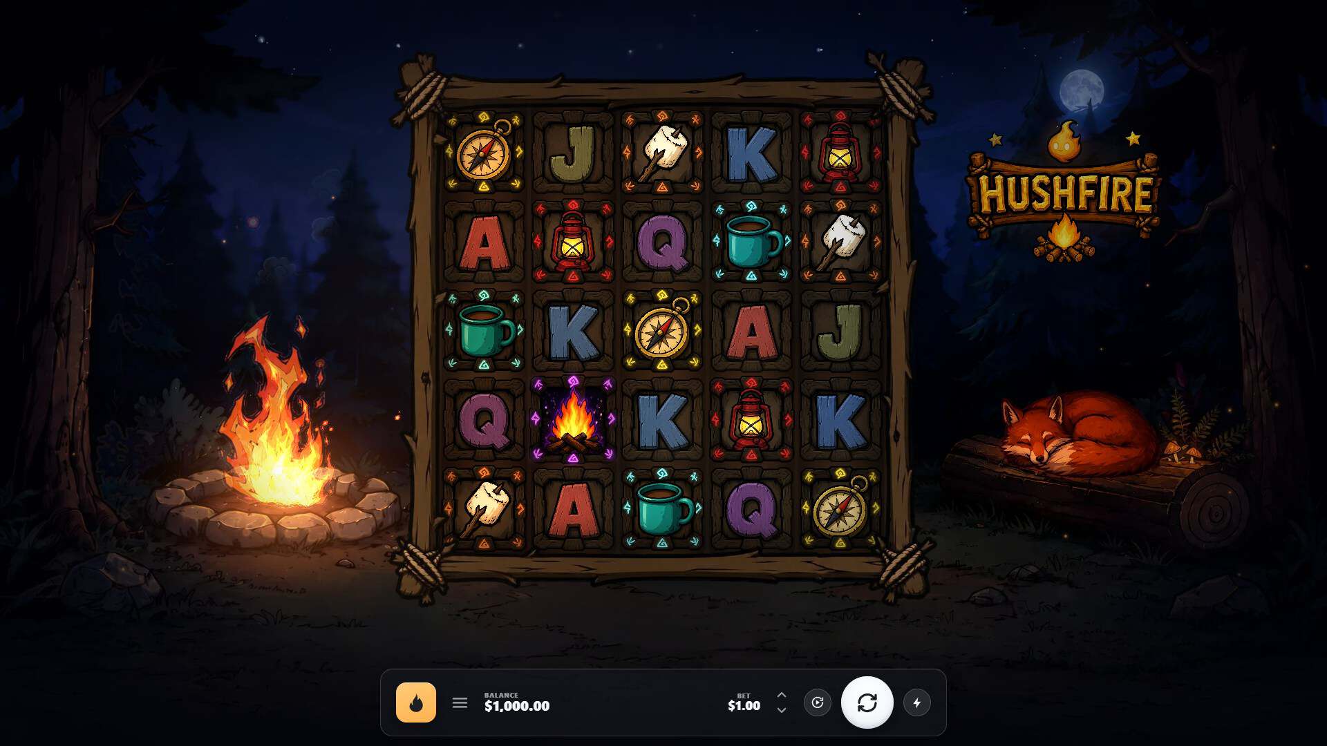 Hushfire Cluster Pays slot gameplay reels