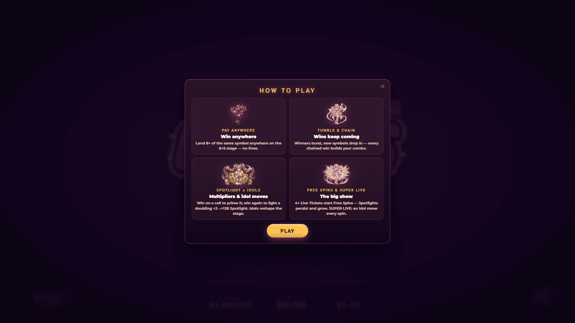 GOGO Idols! slot intro screen